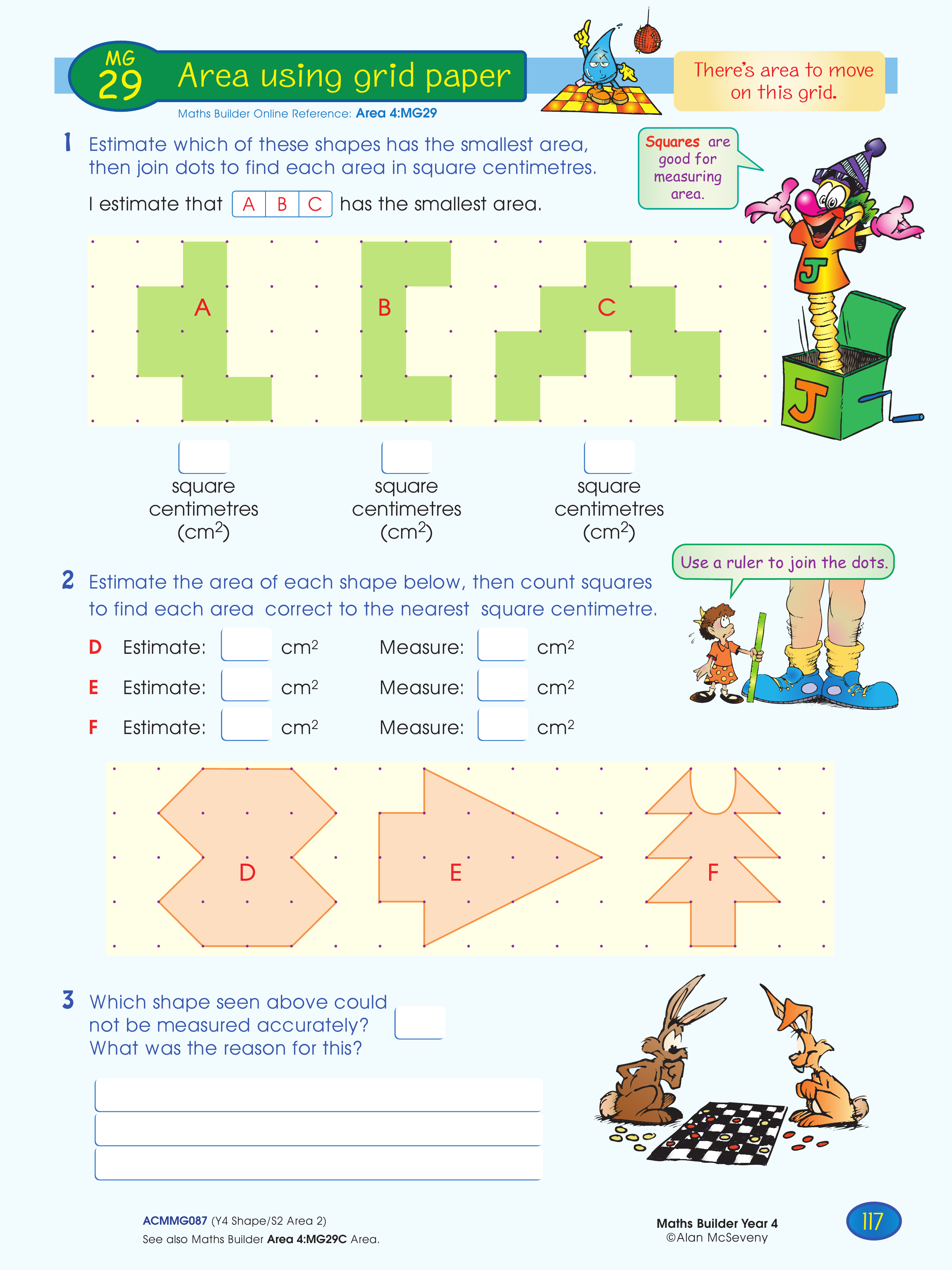Area using grid paper — worksheet preview