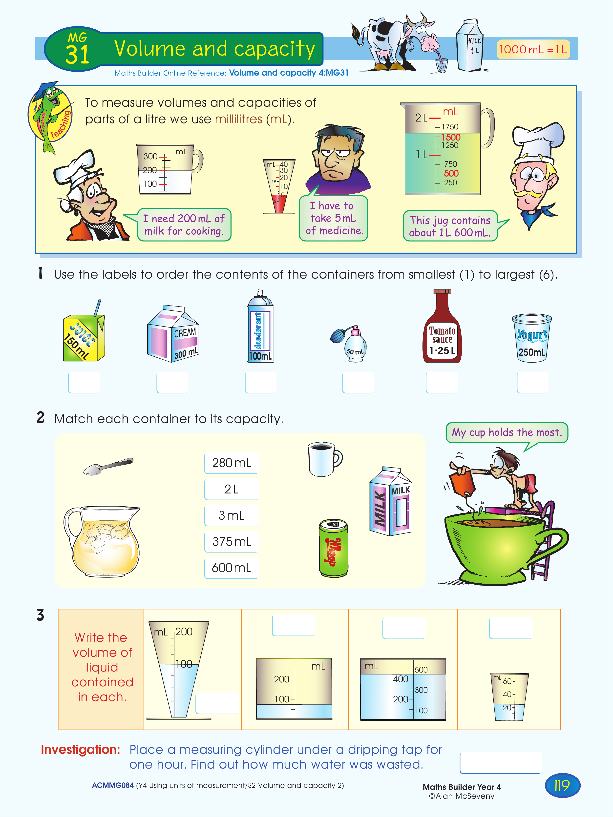 Volume and capacity — worksheet preview