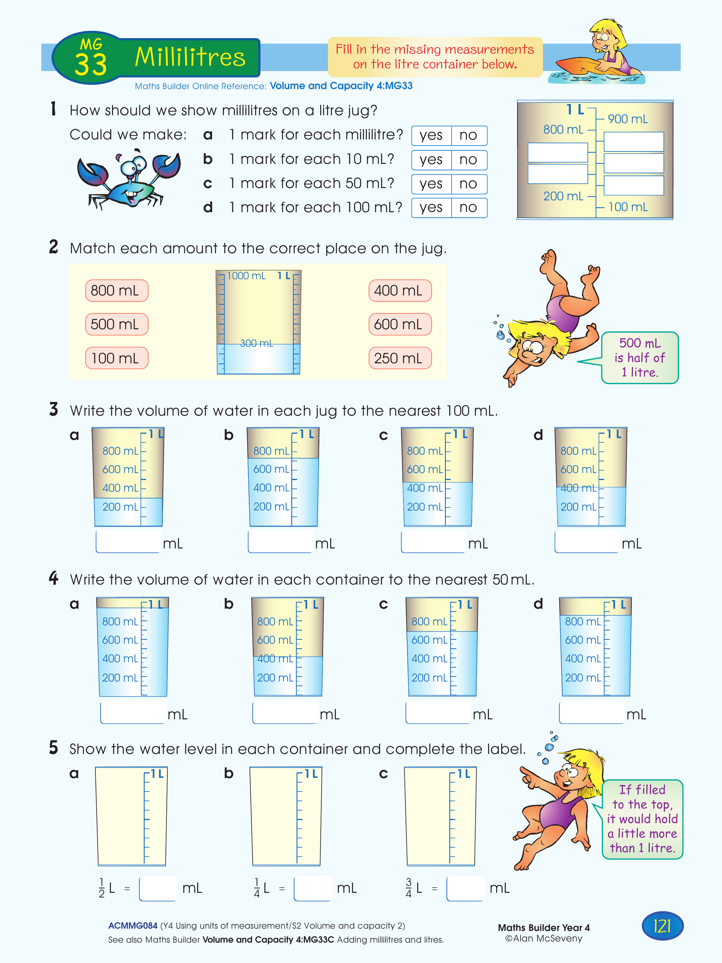 Millilitres — worksheet preview