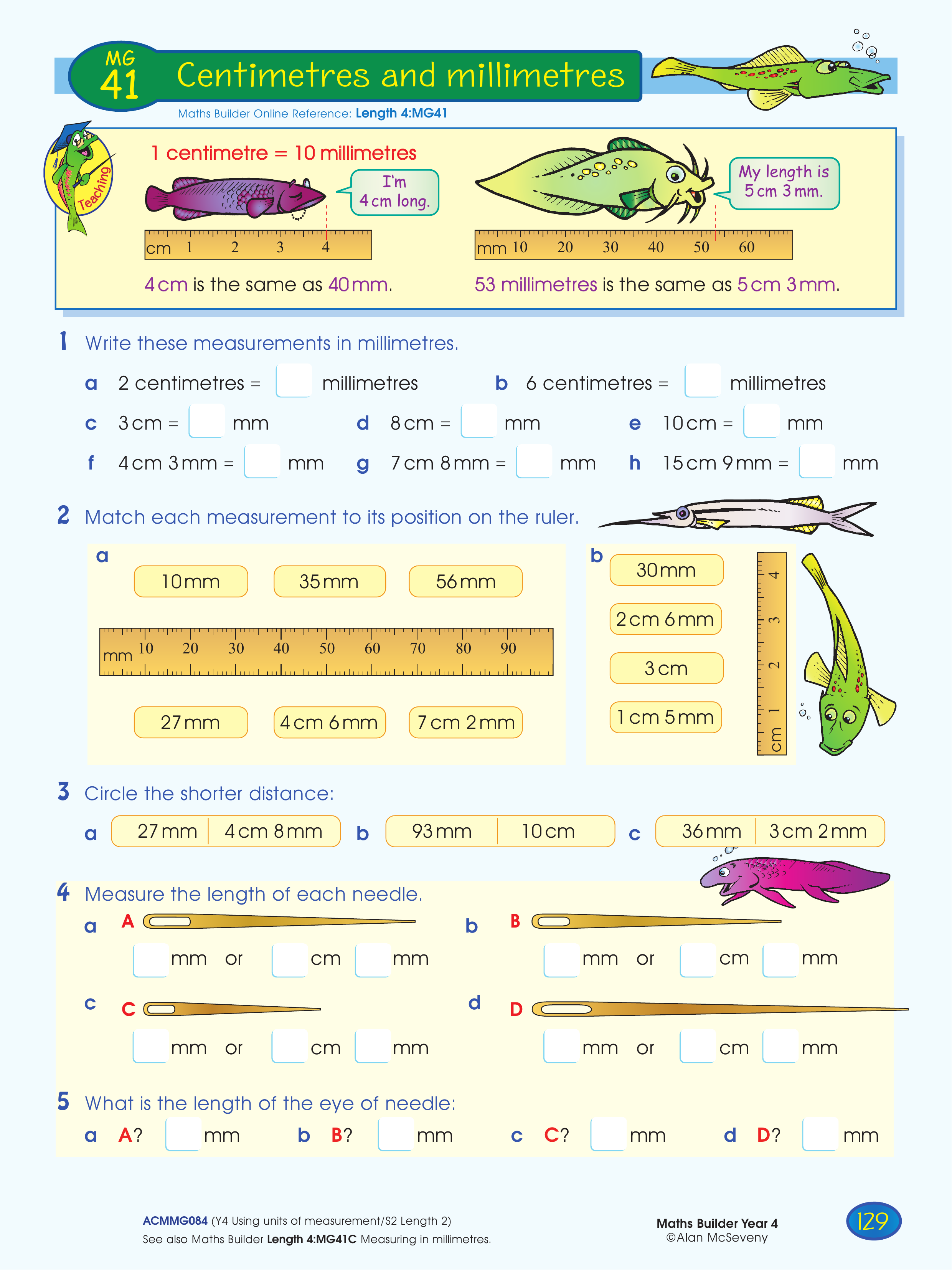 Centimetres and millimetres — worksheet preview