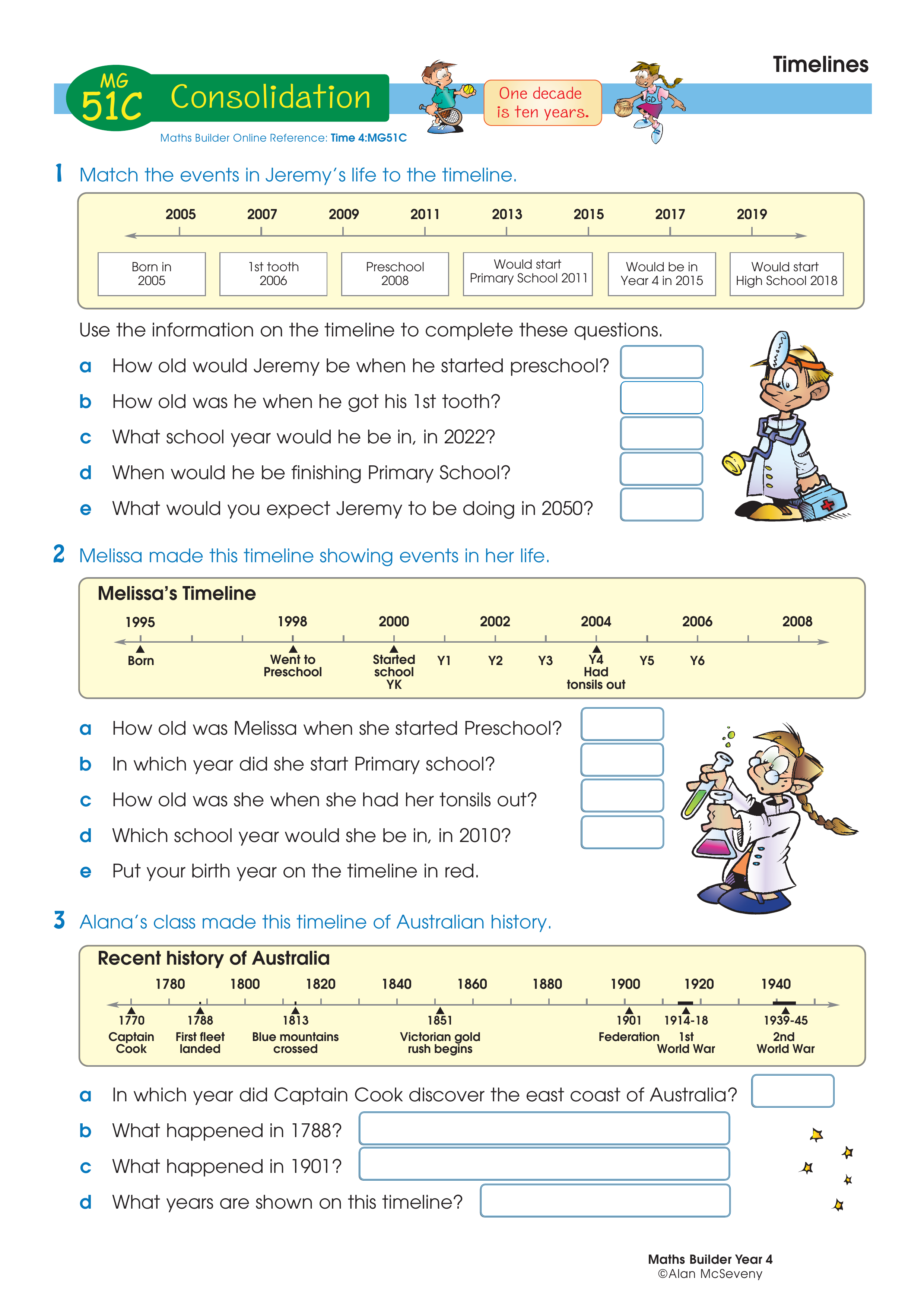 Timelines — worksheet preview