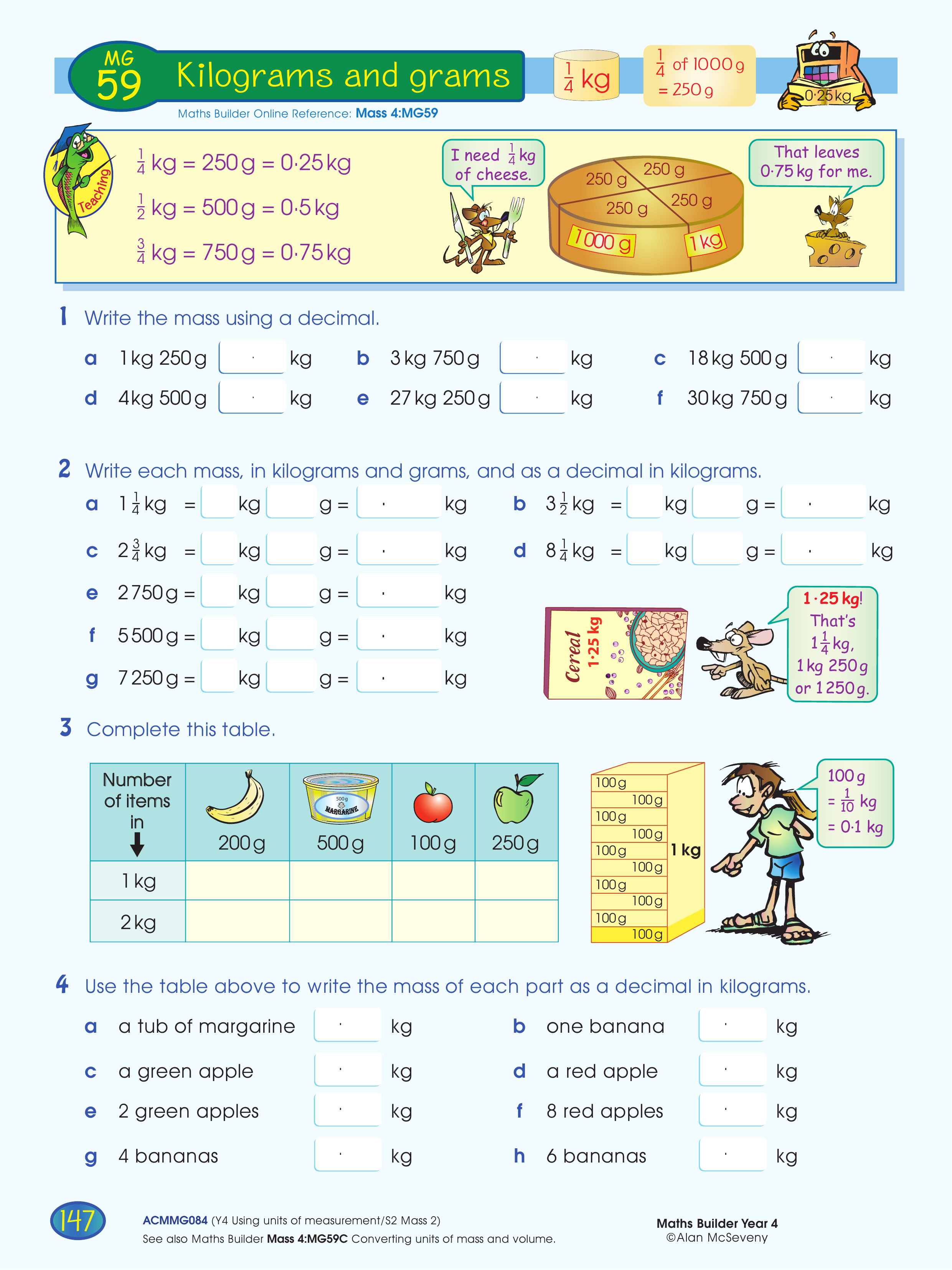 Kilograms and grams — worksheet preview
