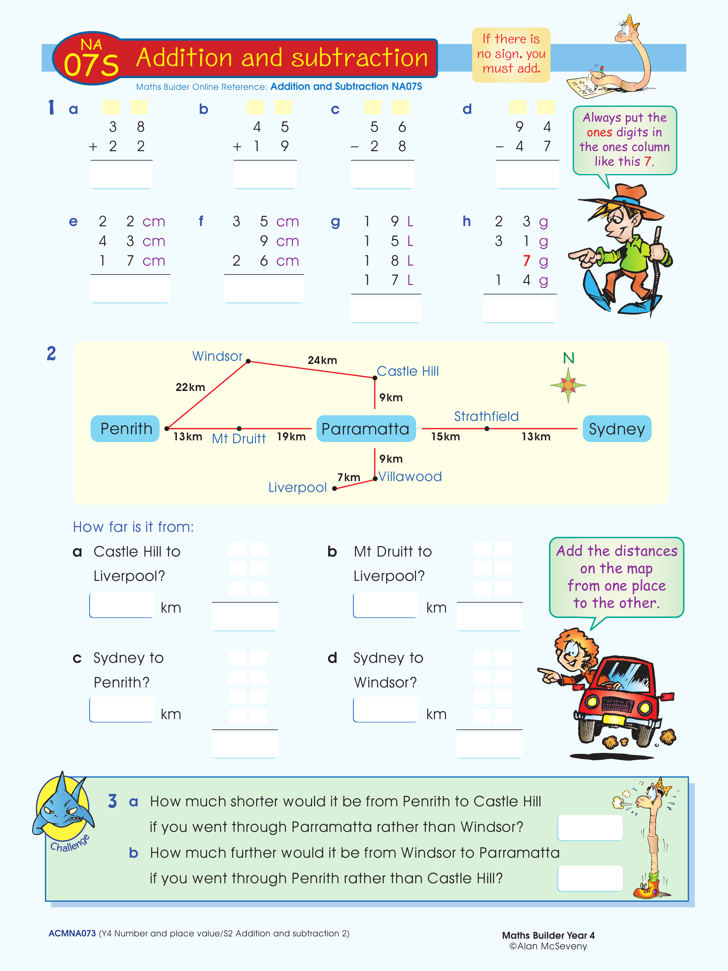 Addition and subtraction — worksheet preview