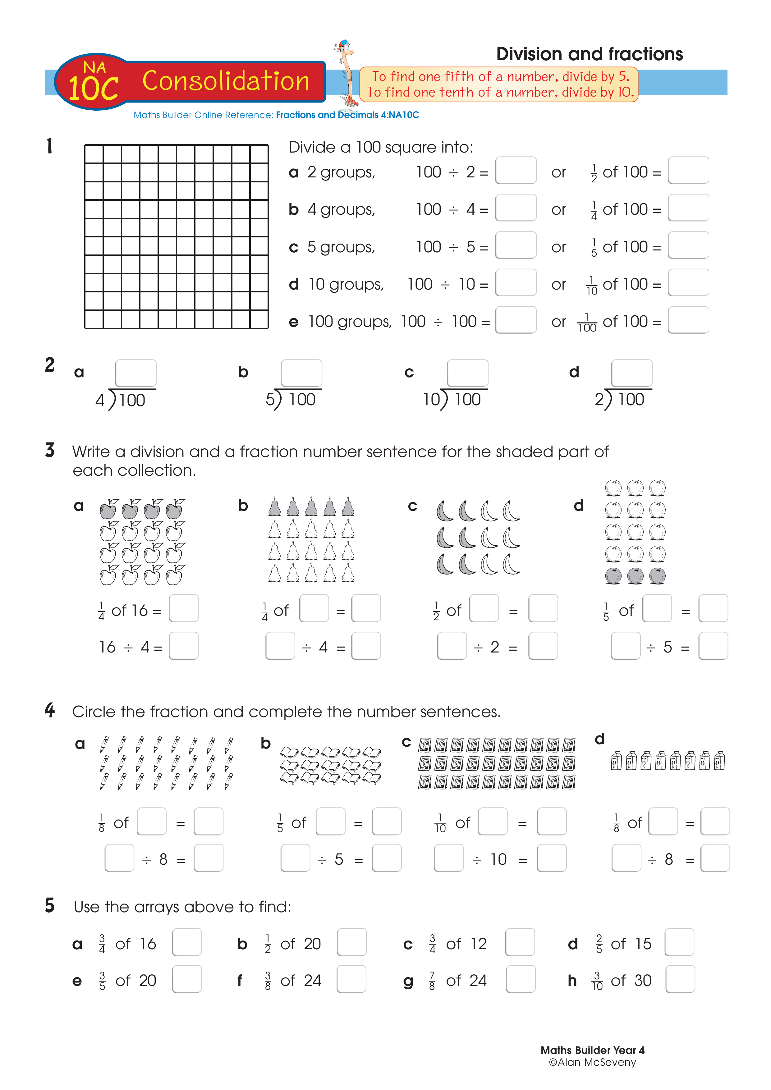 Division and fractions — worksheet preview