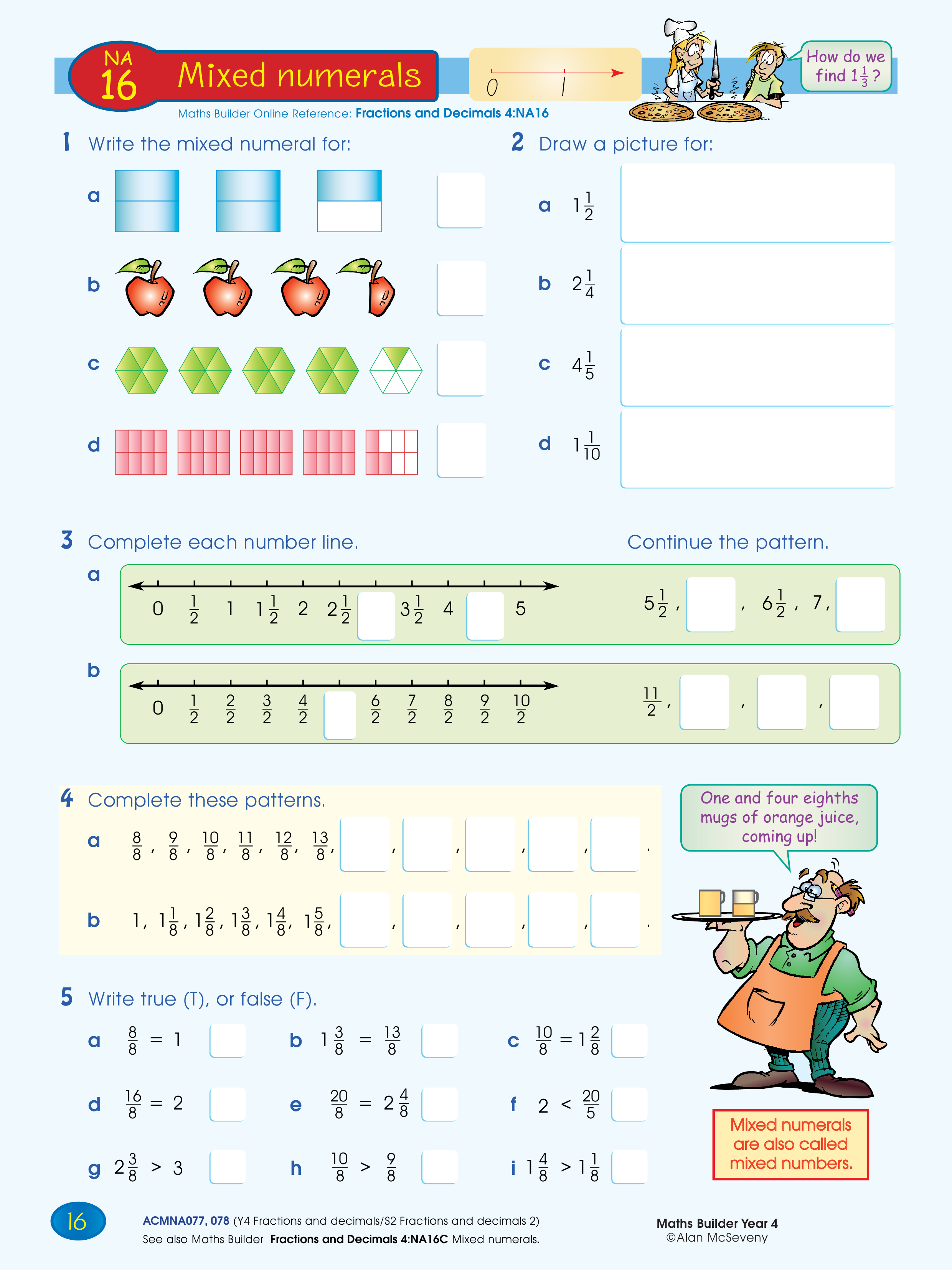 Mixed numerals — worksheet preview
