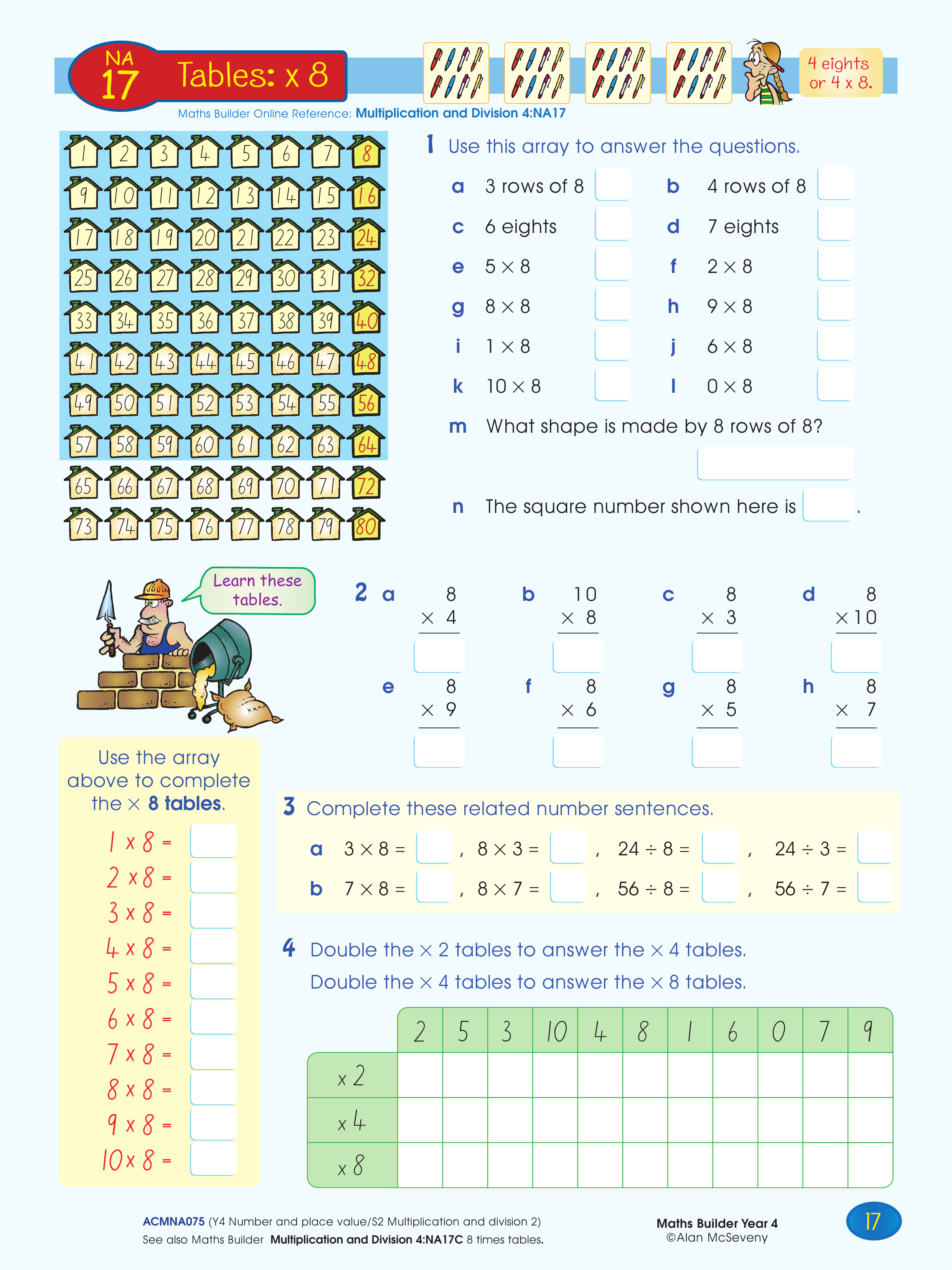 Tables: x 8 — worksheet preview
