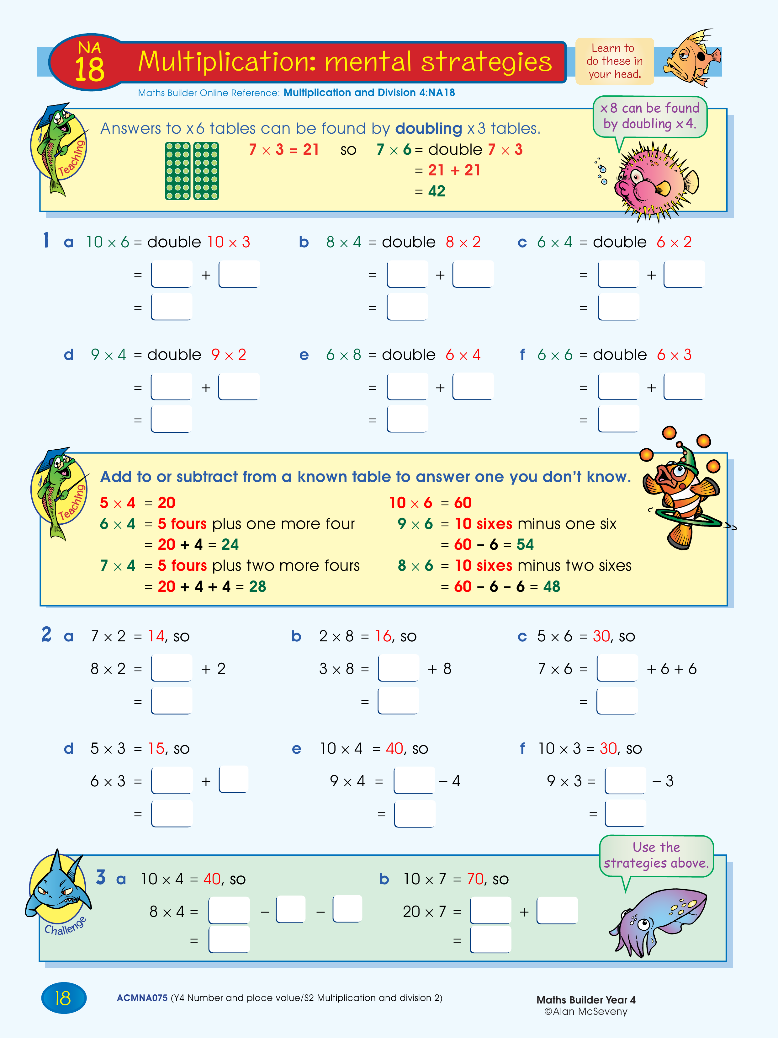 Multiplication: mental strategies — worksheet preview