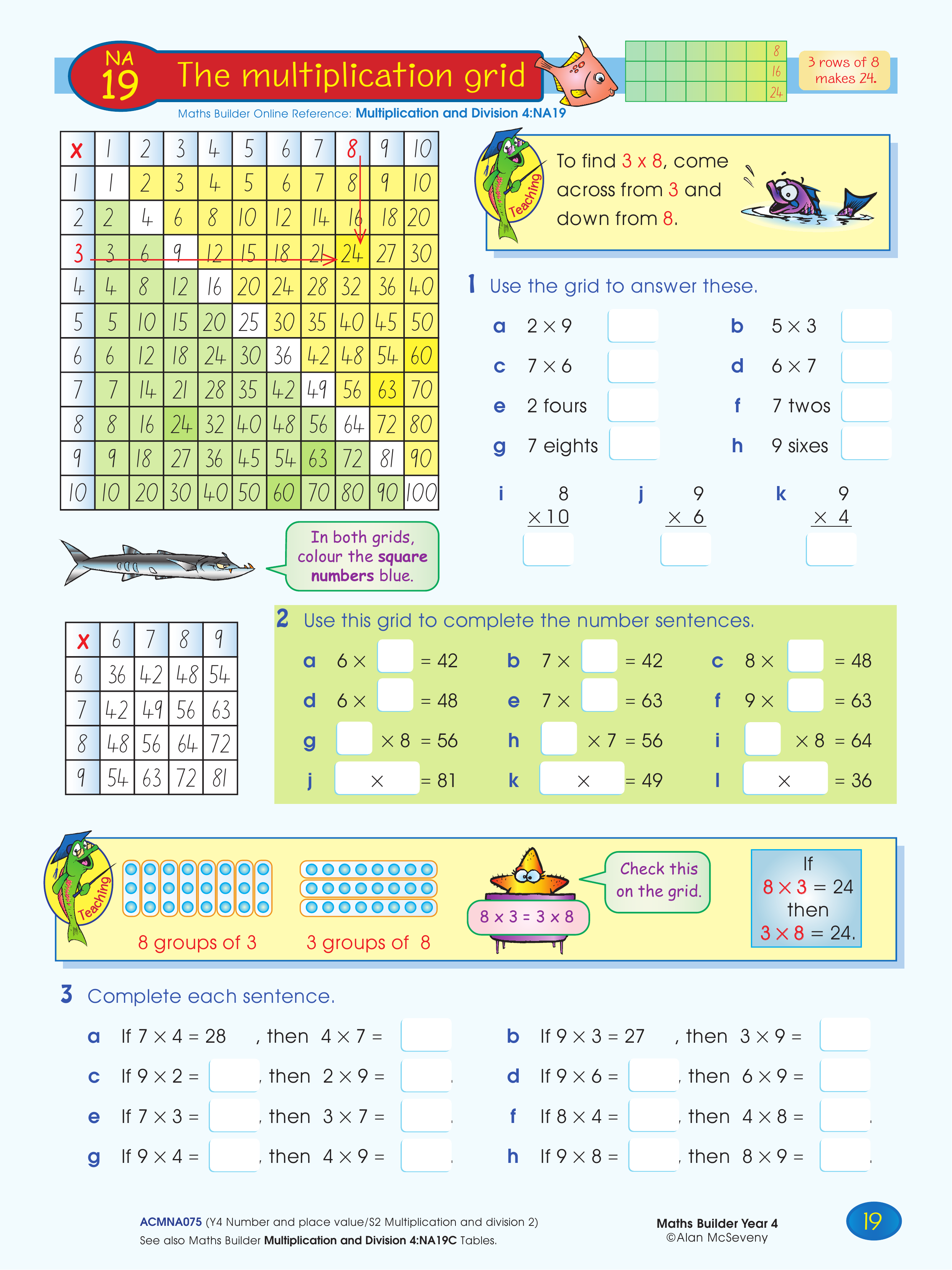 The multiplication grid — worksheet preview