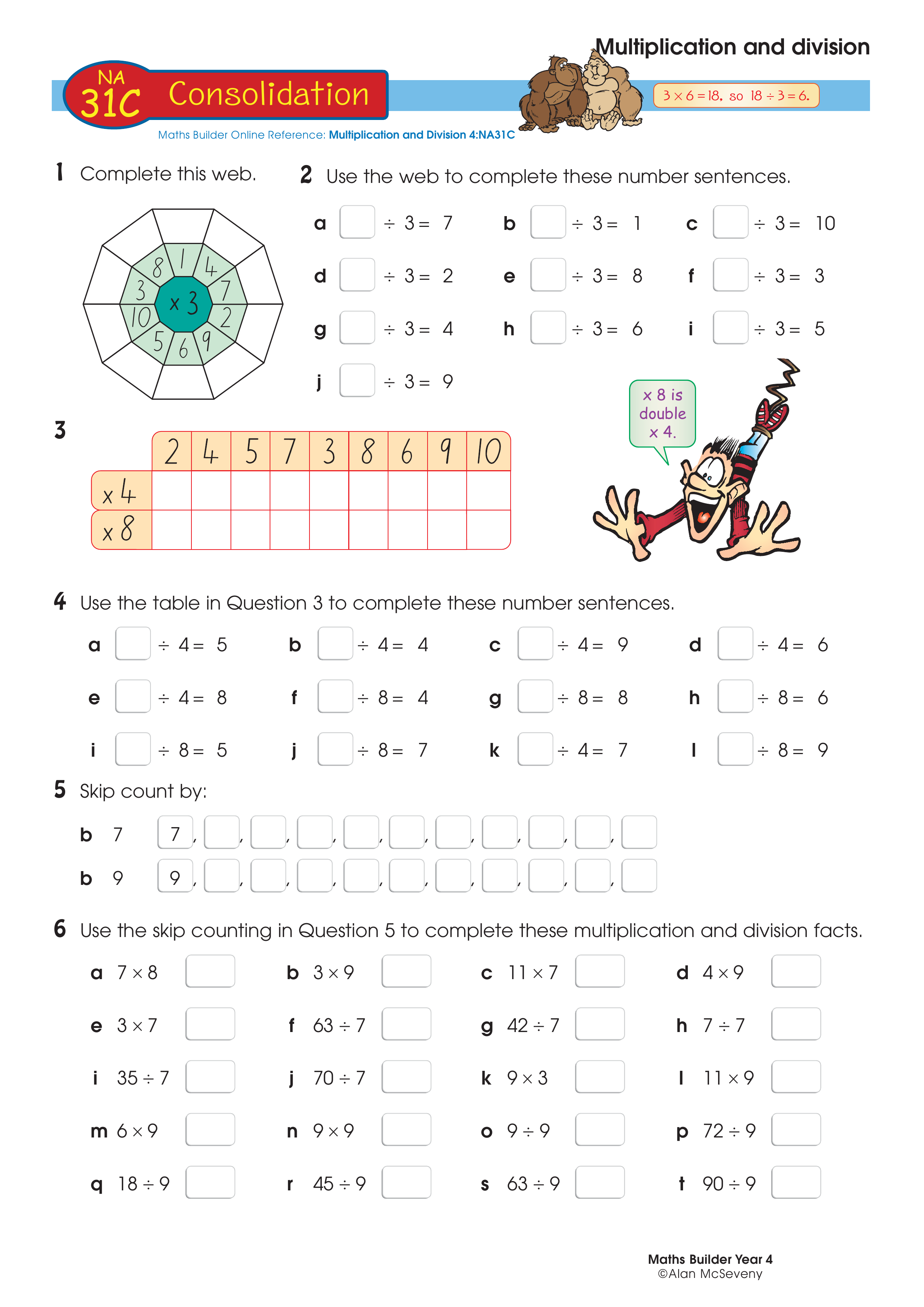 Multiplication and division — worksheet preview