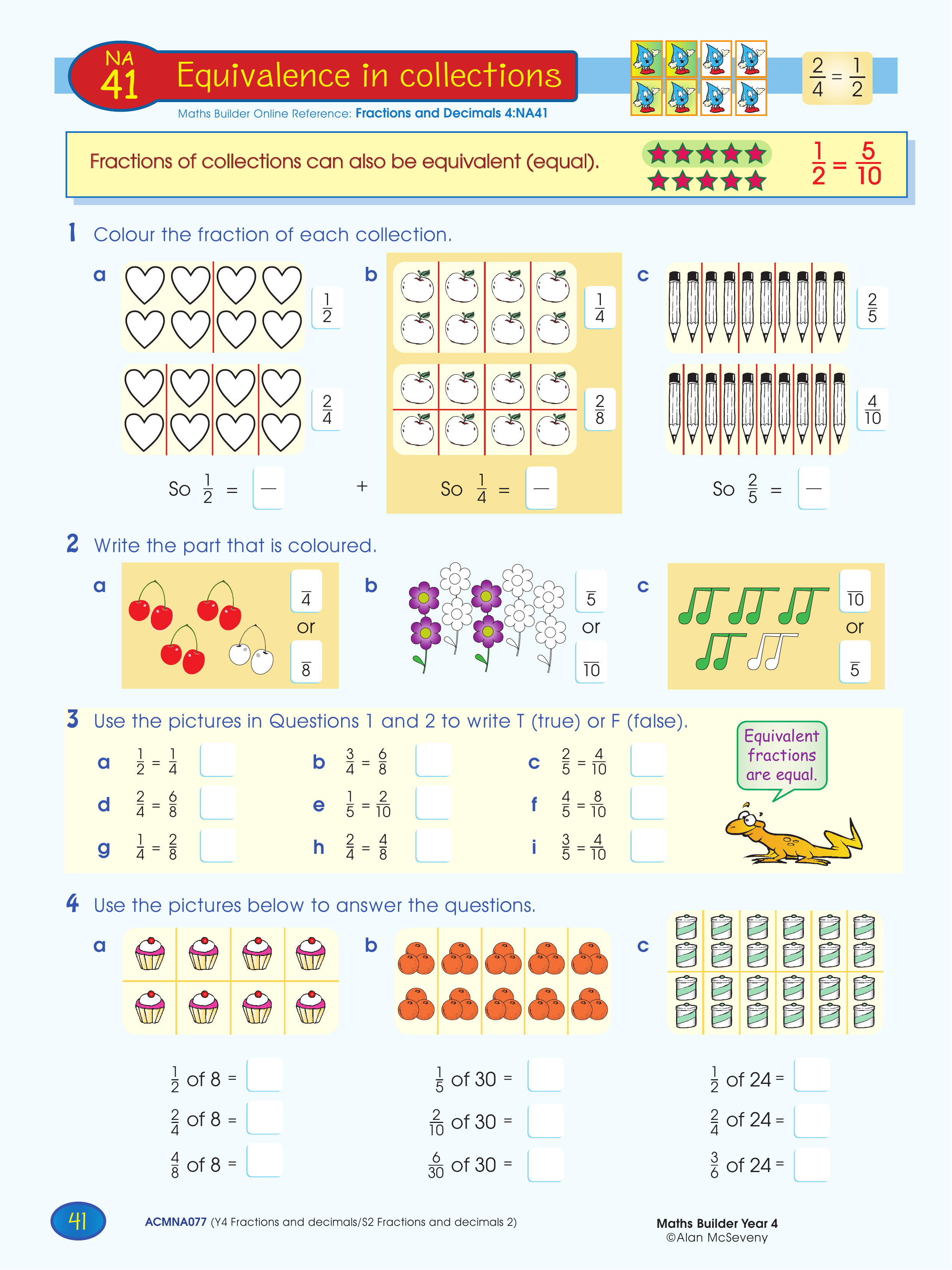 Equivalence in collections — worksheet preview