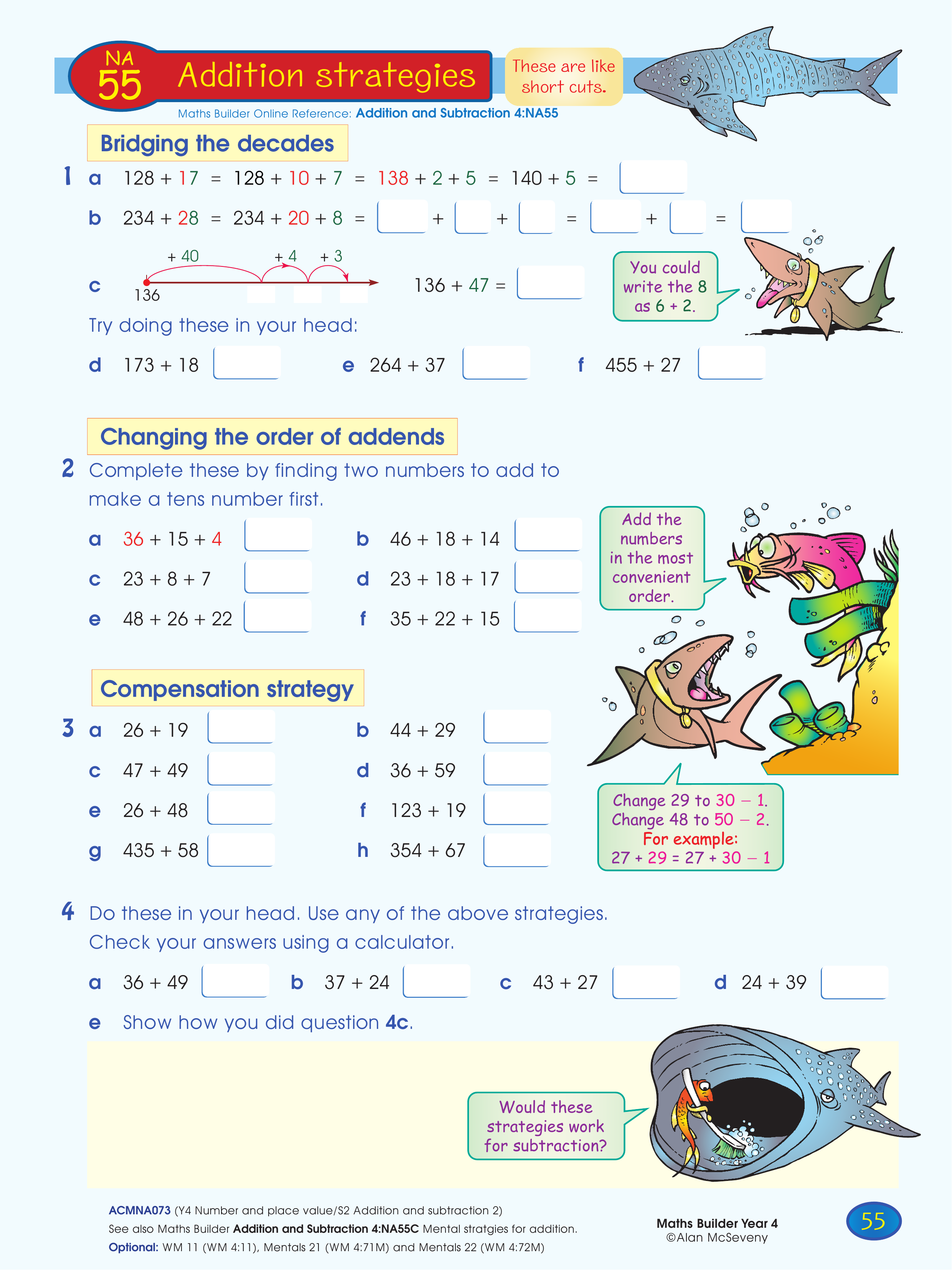 Addition strategies — worksheet preview