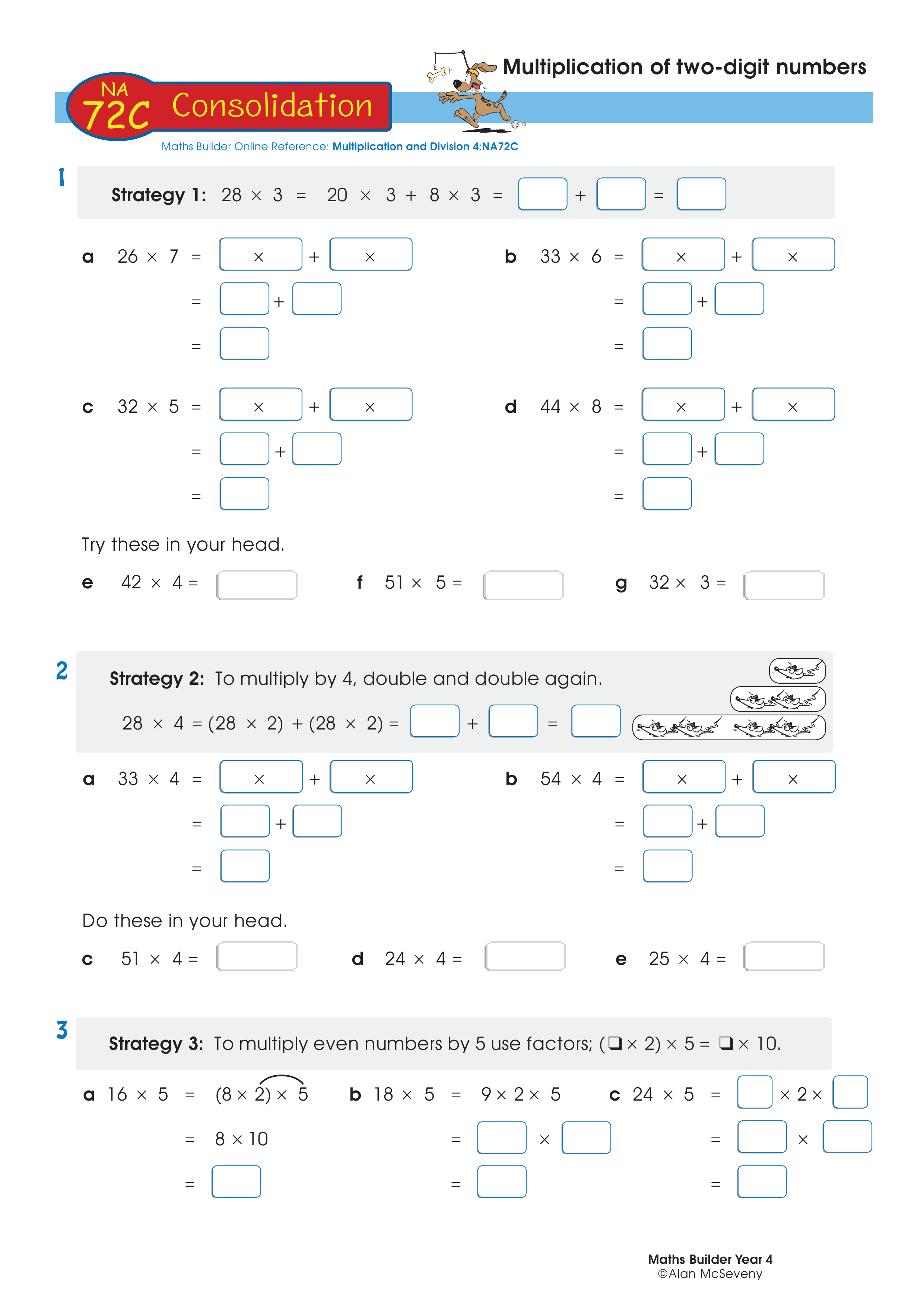 Multiplication of two-digit numbers — worksheet preview
