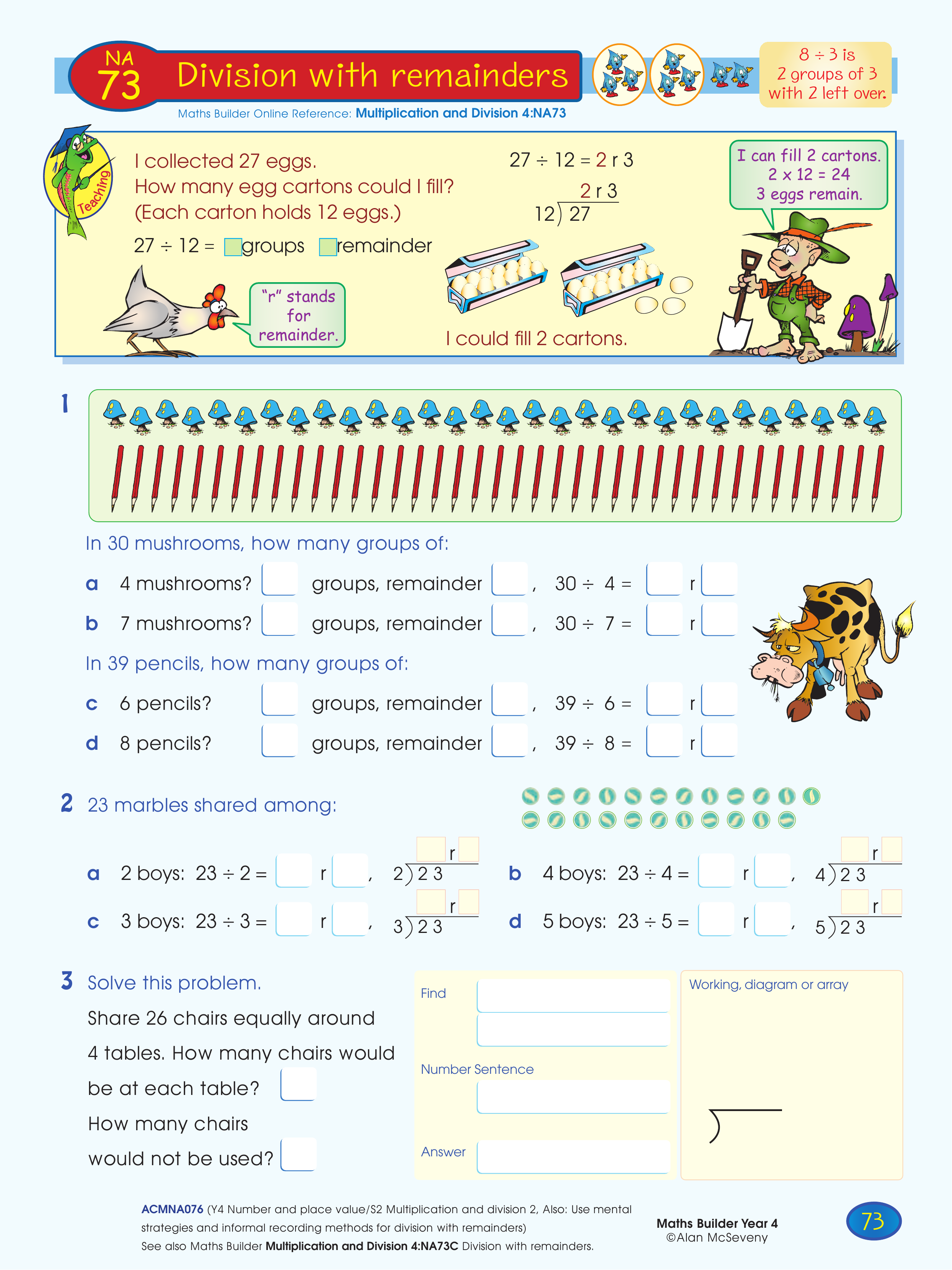 Division with remainders — worksheet preview