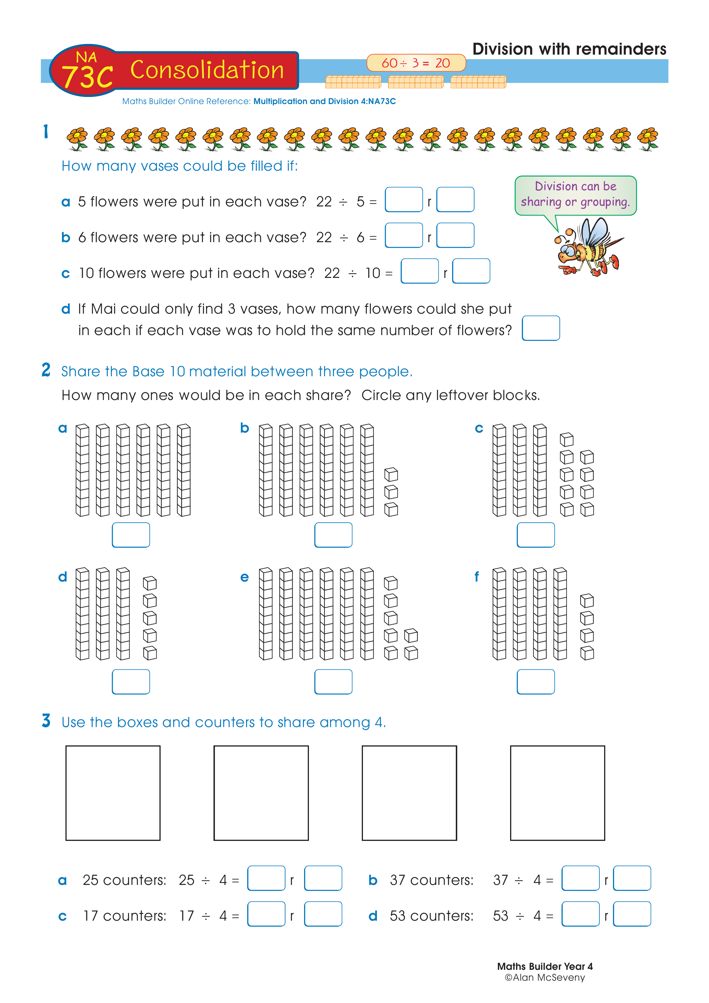 Division with remainders — worksheet preview