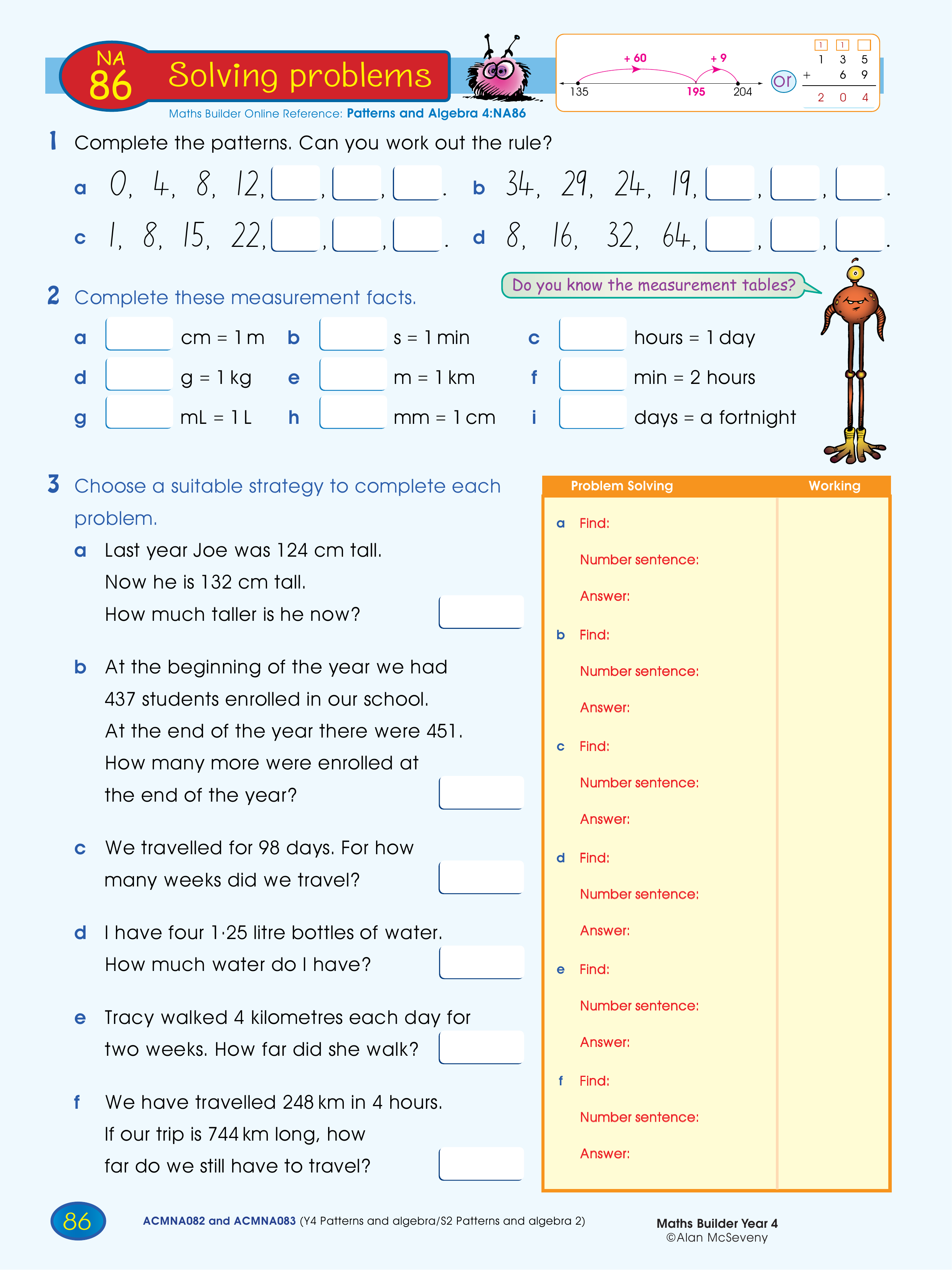 Solving problems — worksheet preview