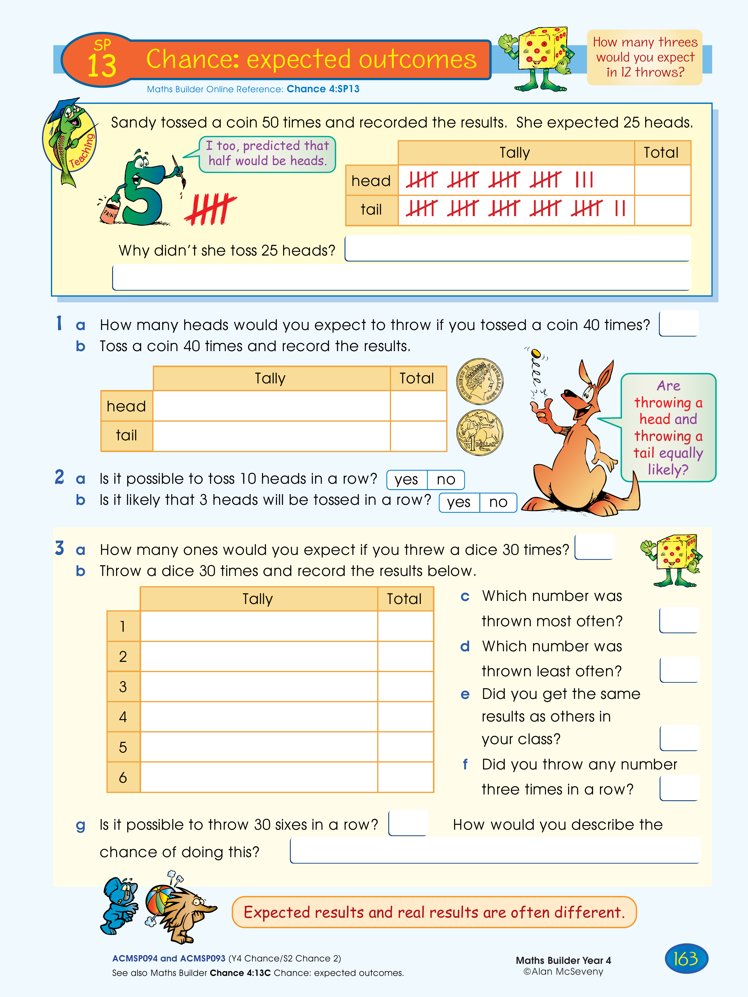 Chance: expected outcomes — worksheet preview