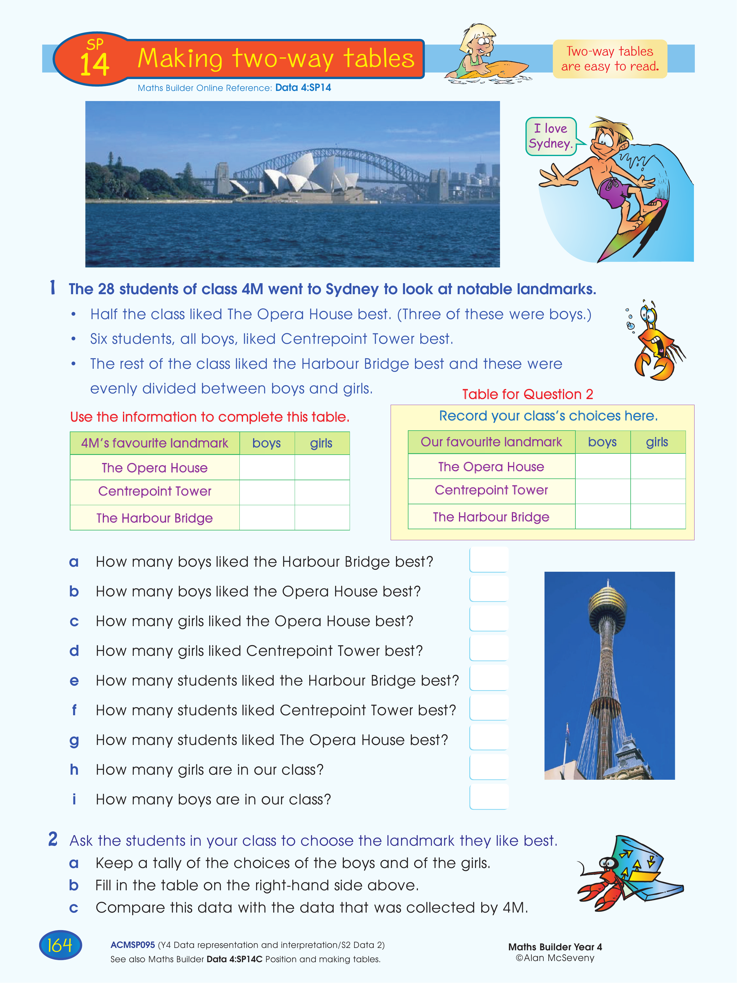 Making two-way tables — worksheet preview