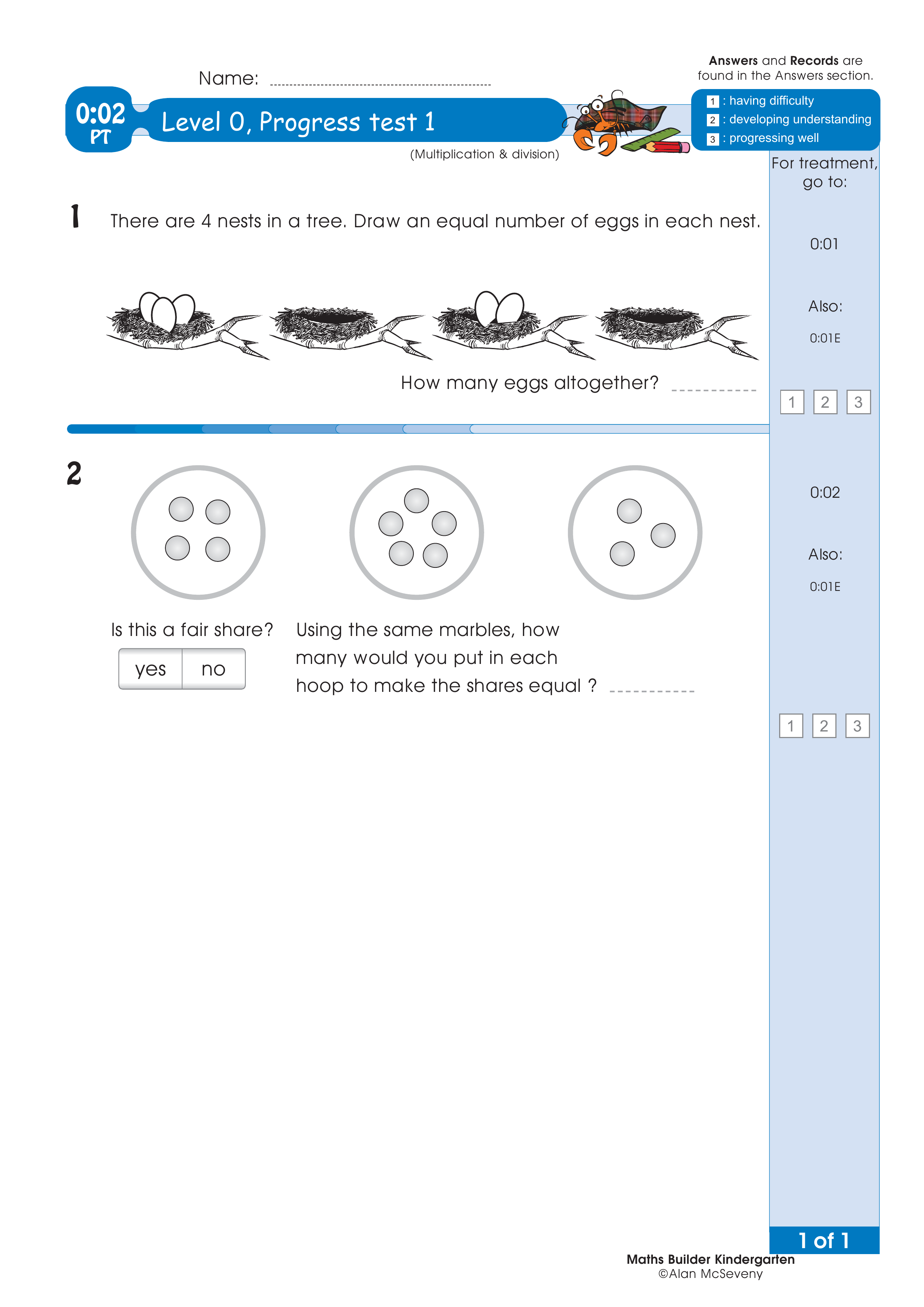Progress test — worksheet preview