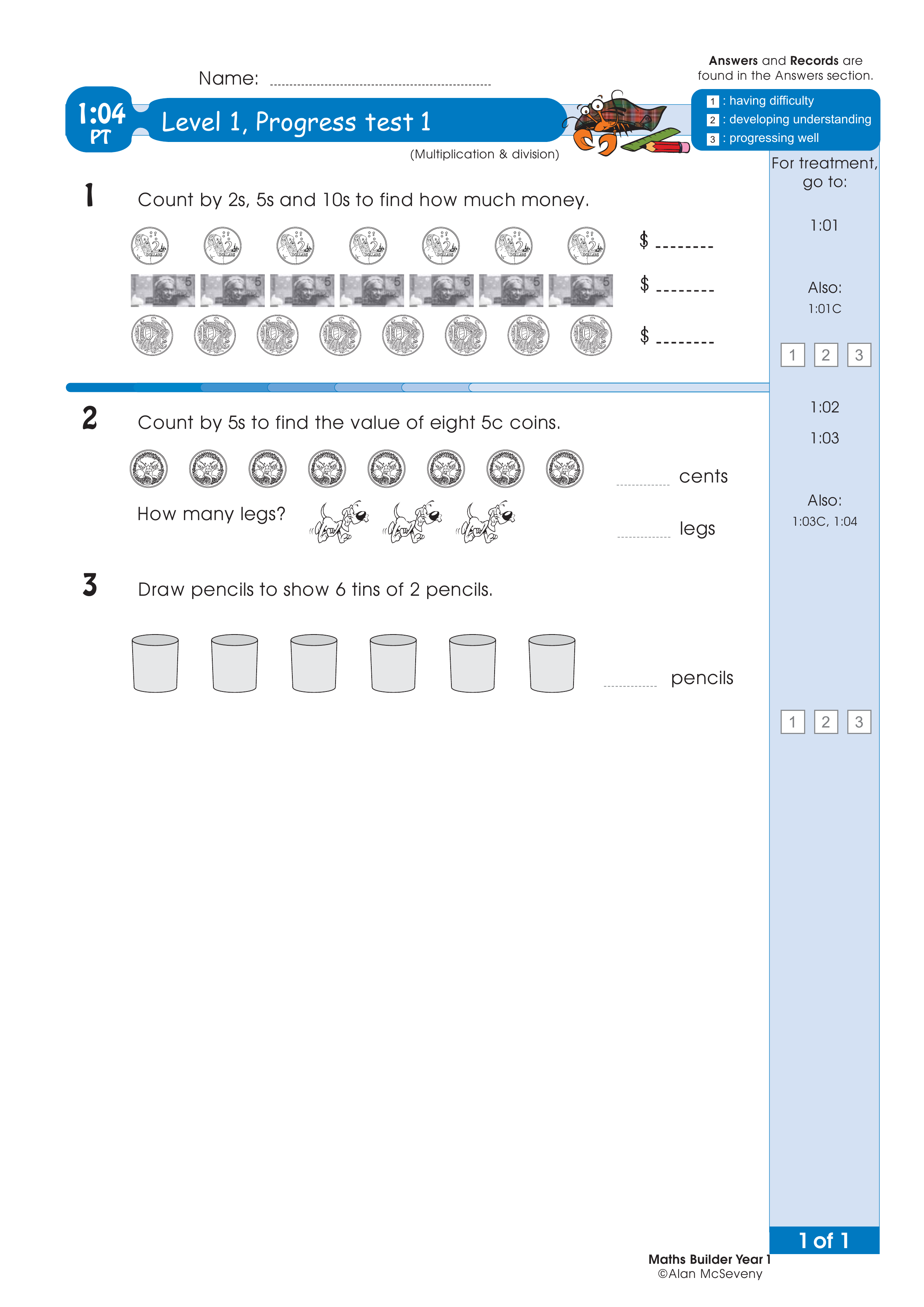 Progress test — worksheet preview