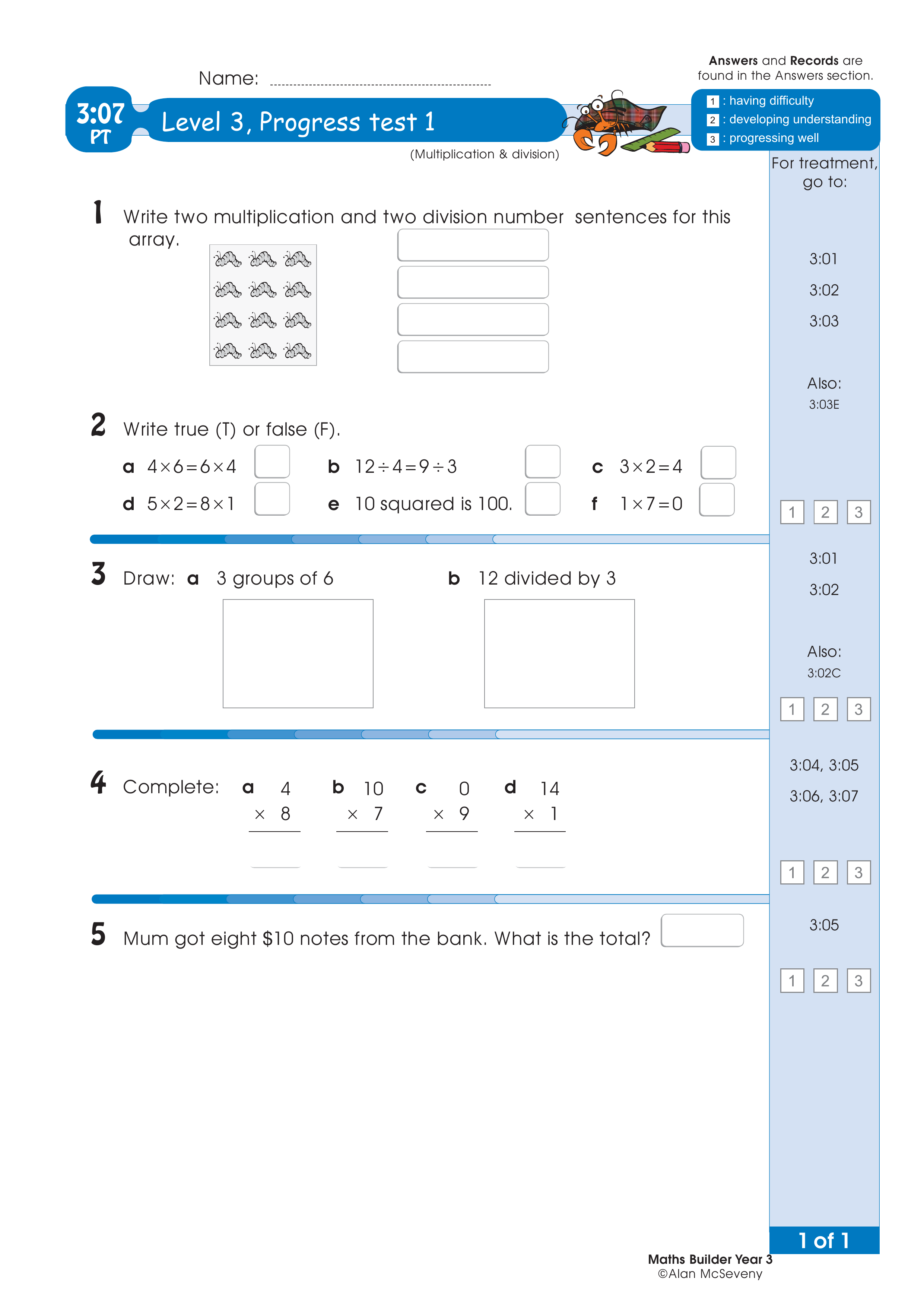 Progress test — worksheet preview