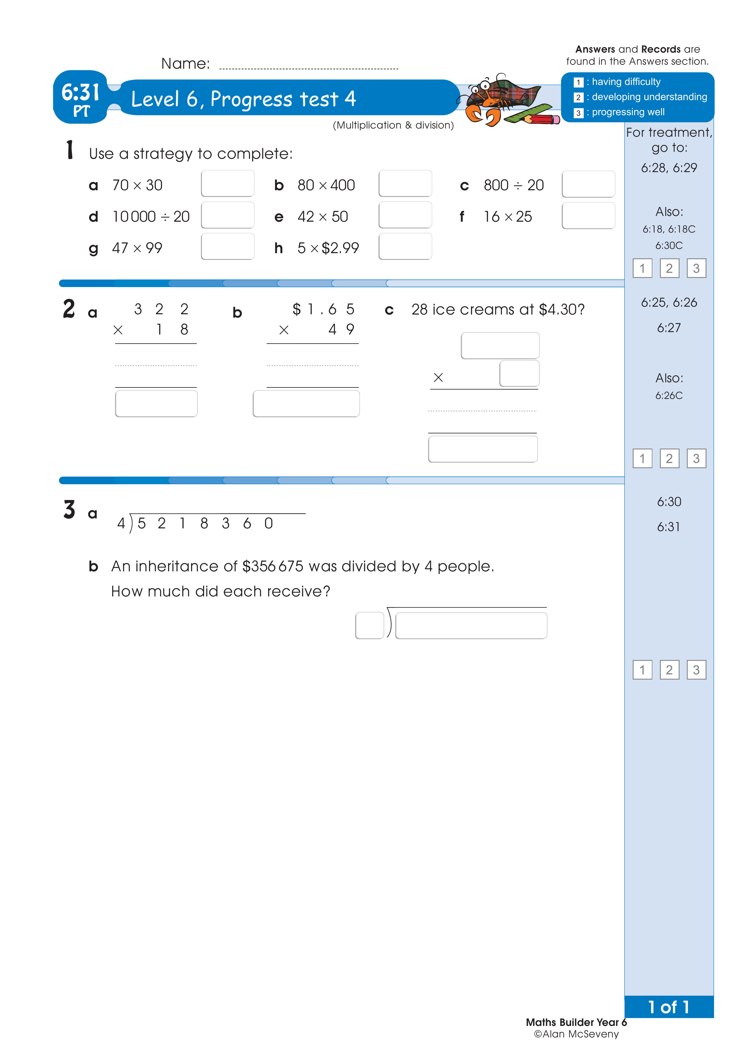 Progress test — worksheet preview