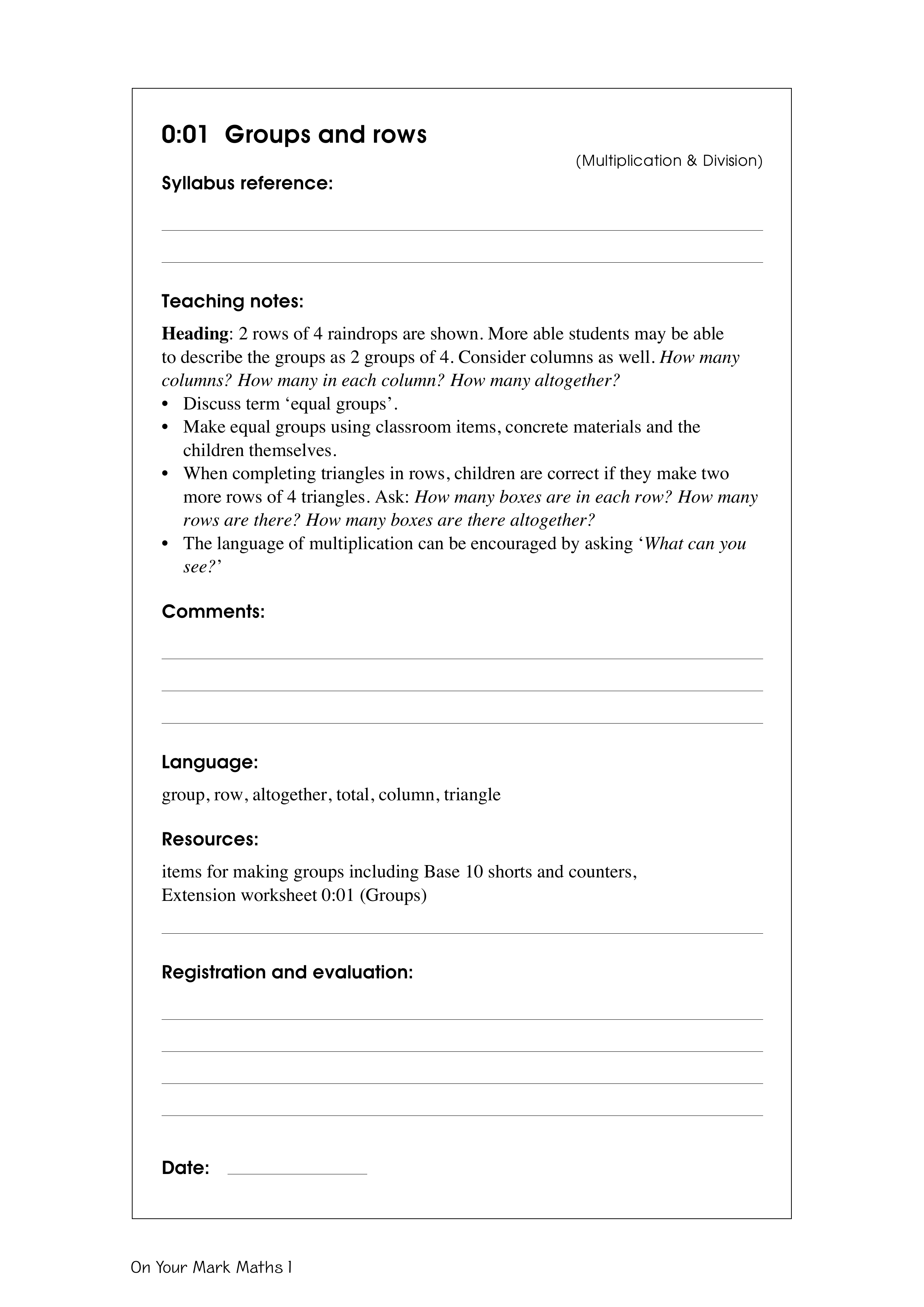 Groups and rows — worksheet preview