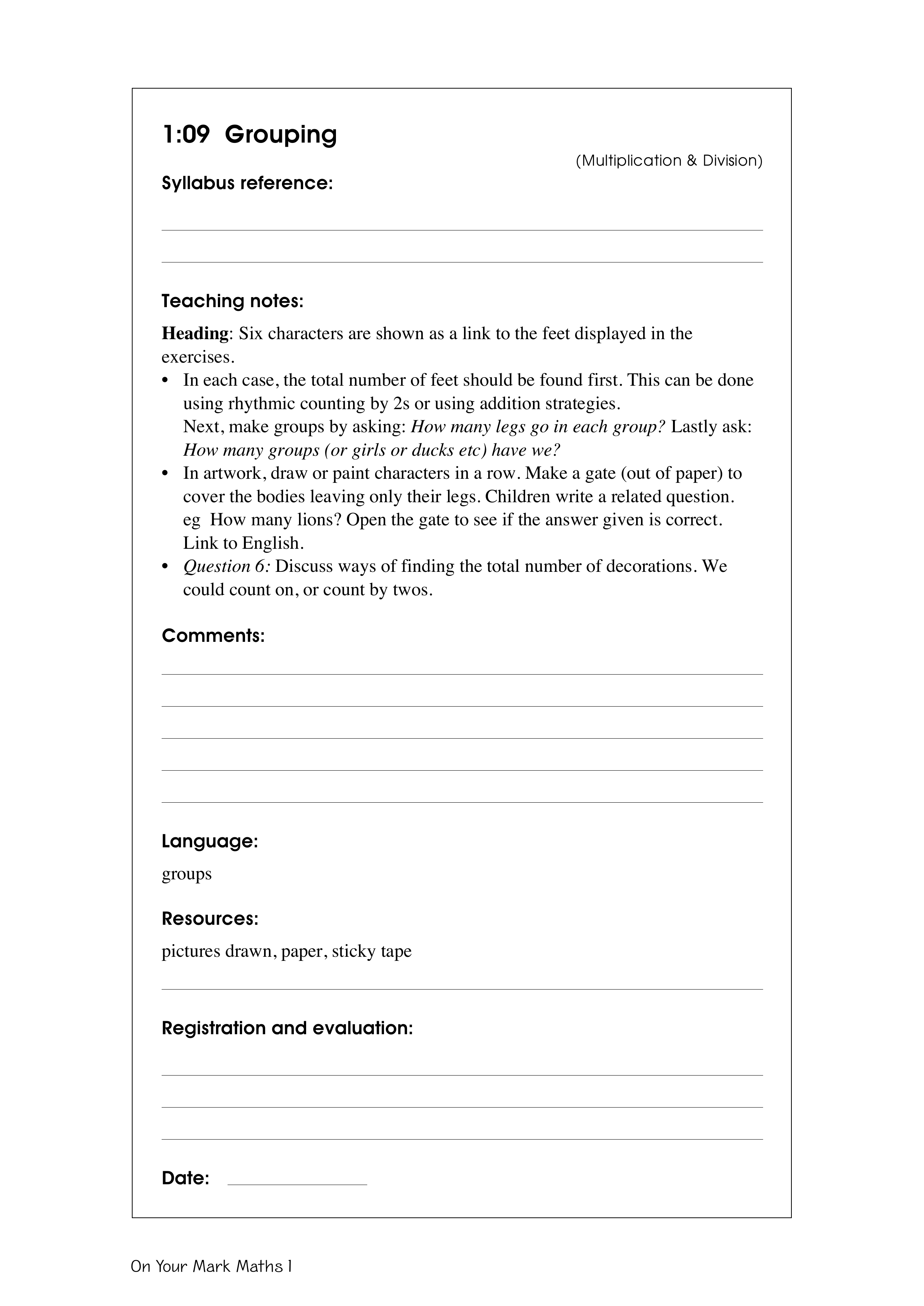 Grouping — worksheet preview