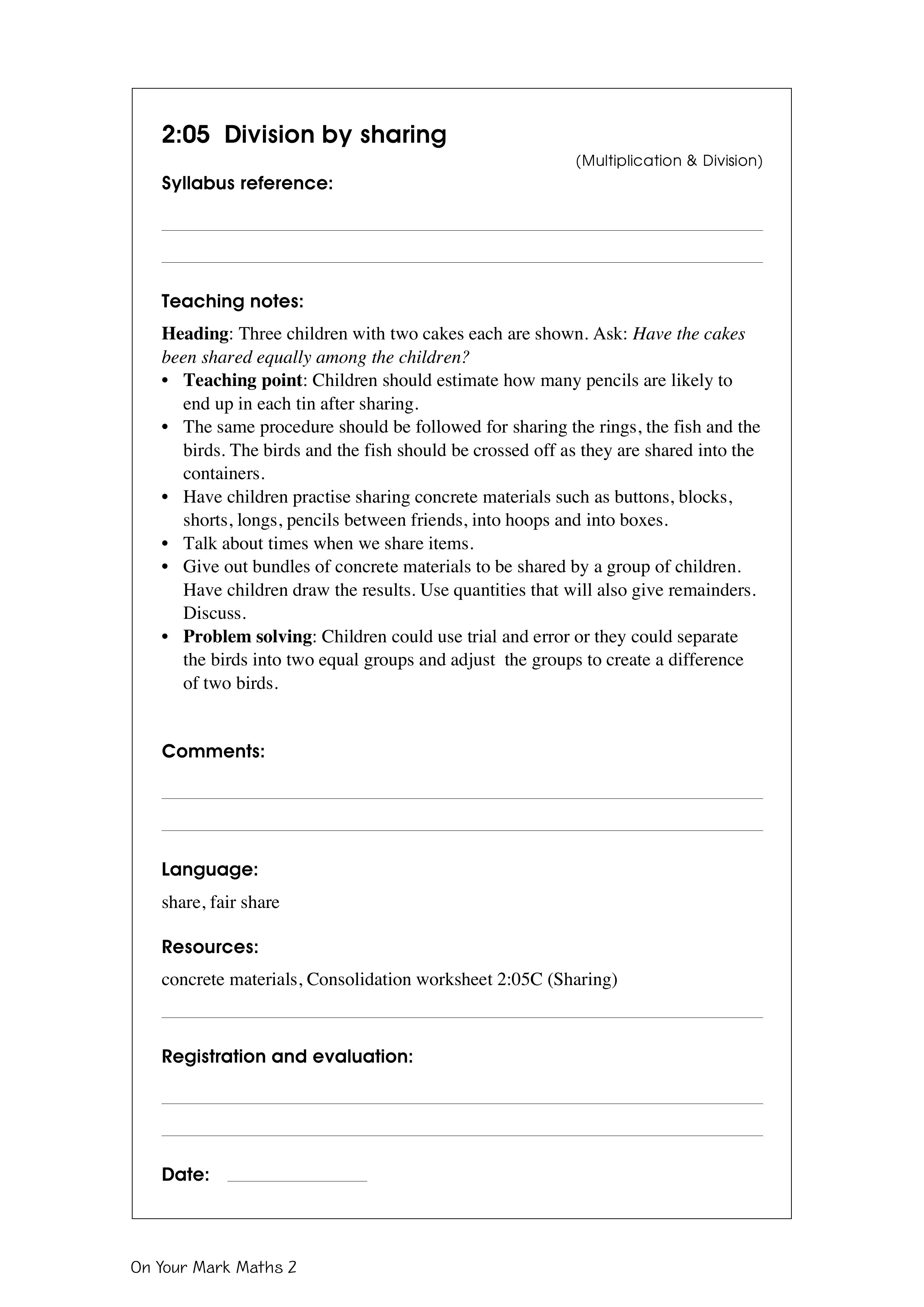 Division by sharing — worksheet preview