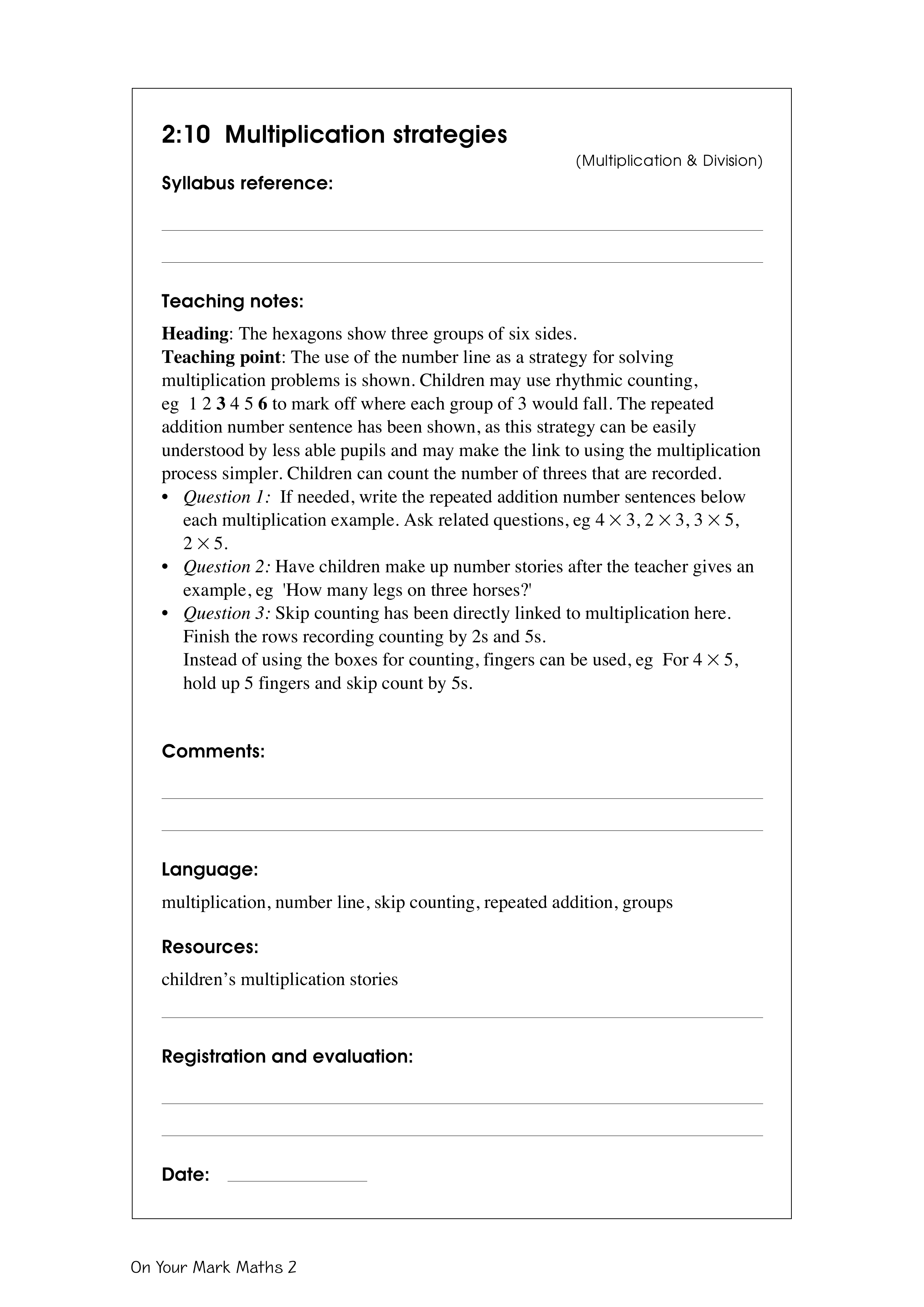 Multiplication strategies — worksheet preview