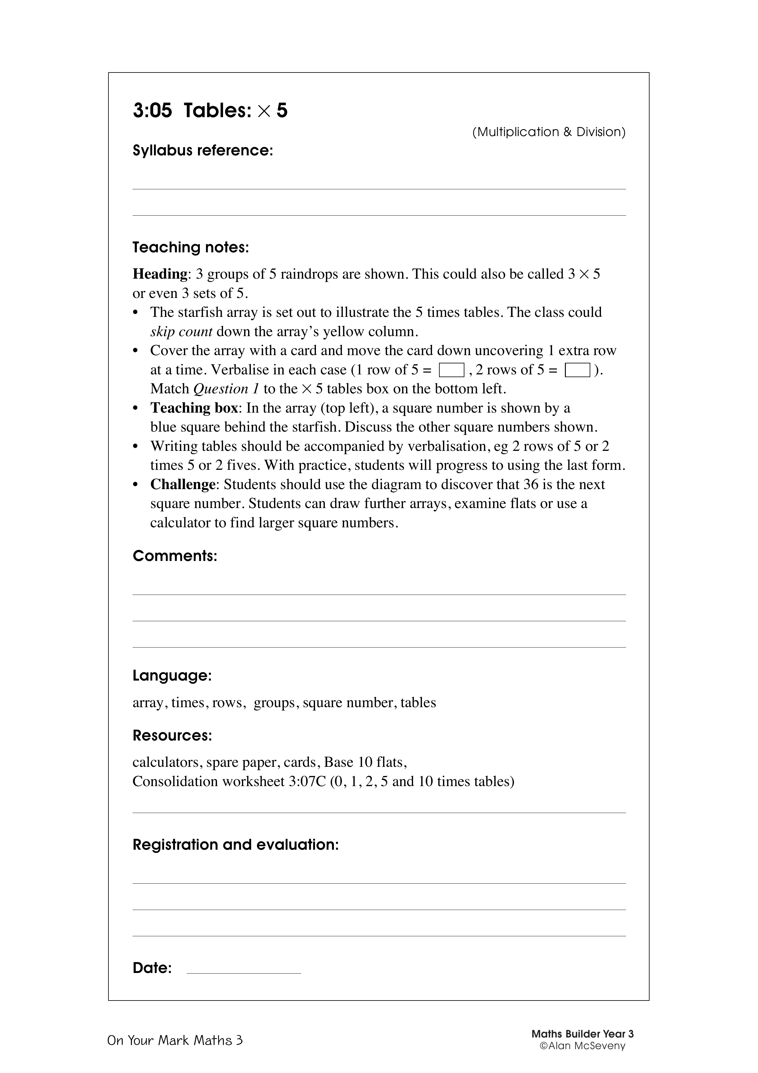 Tables: x 5 — worksheet preview