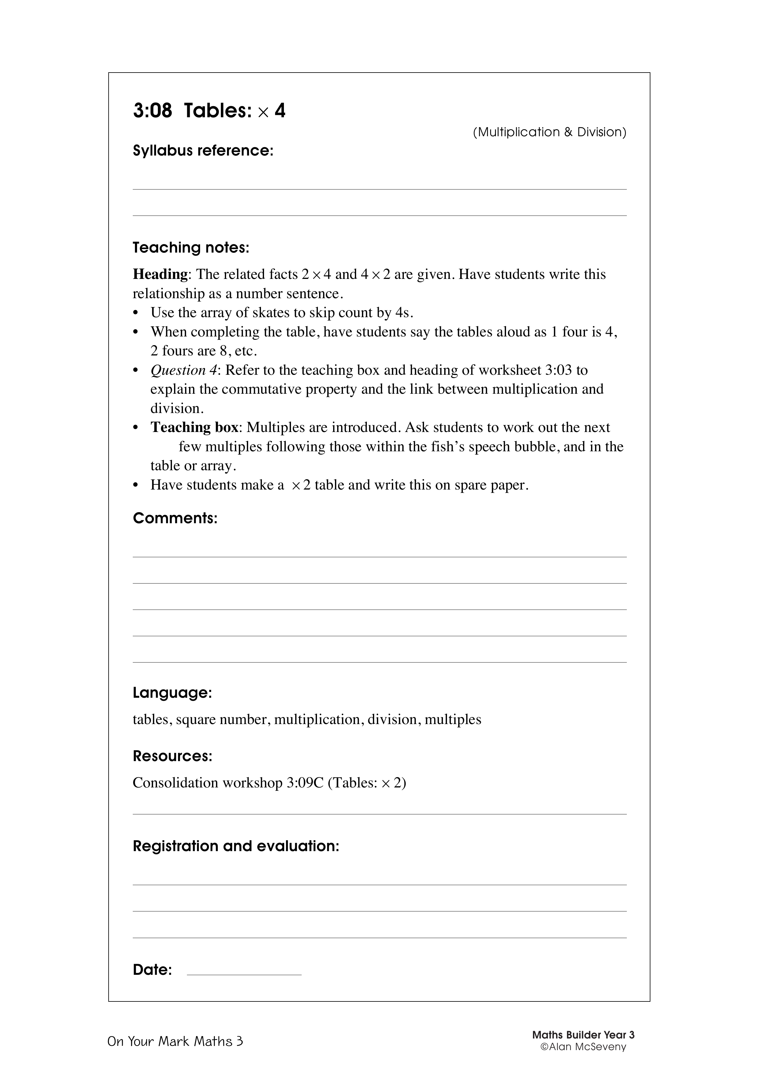 Tables: x 4 — worksheet preview