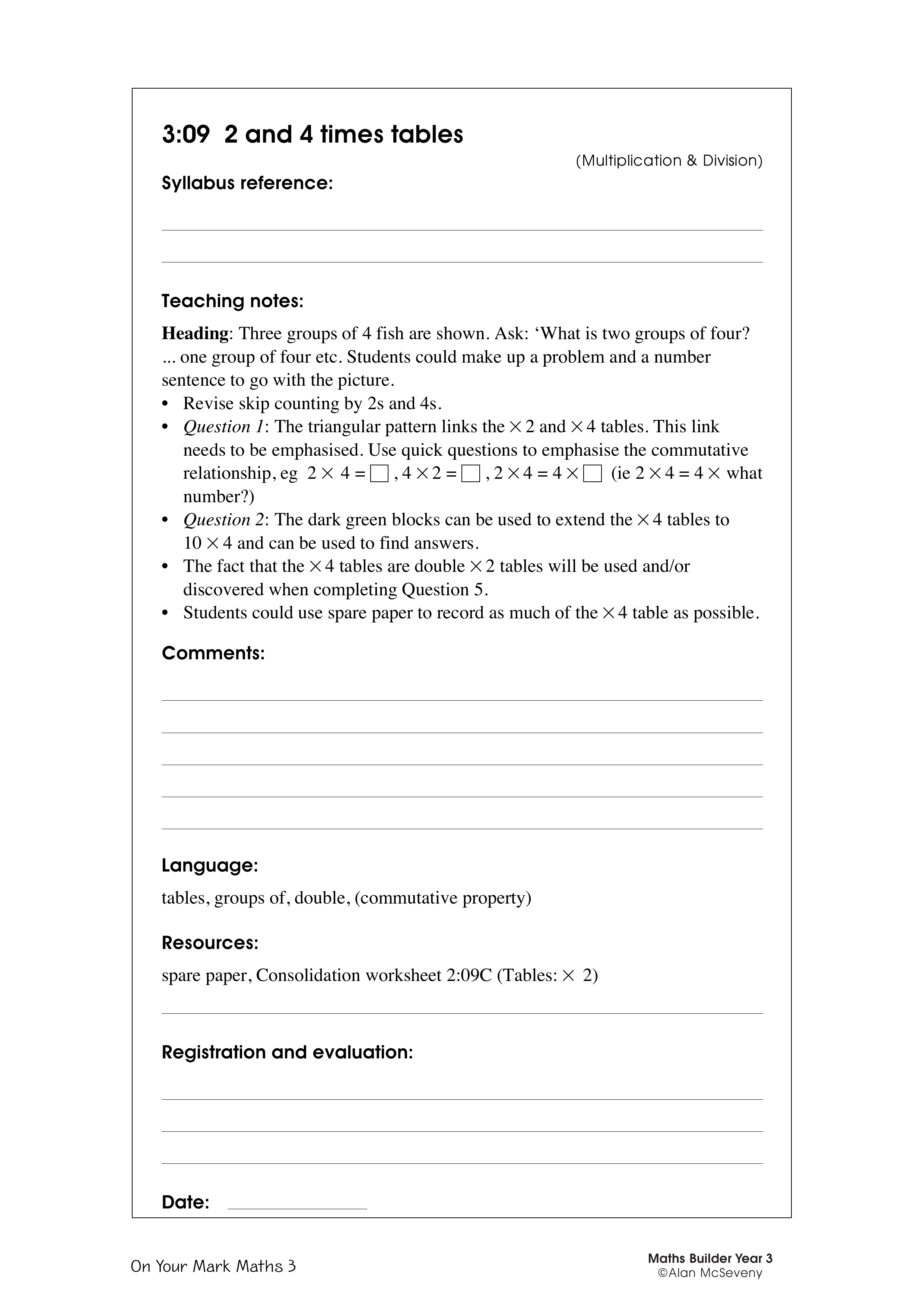 2 and 4 times tables — worksheet preview