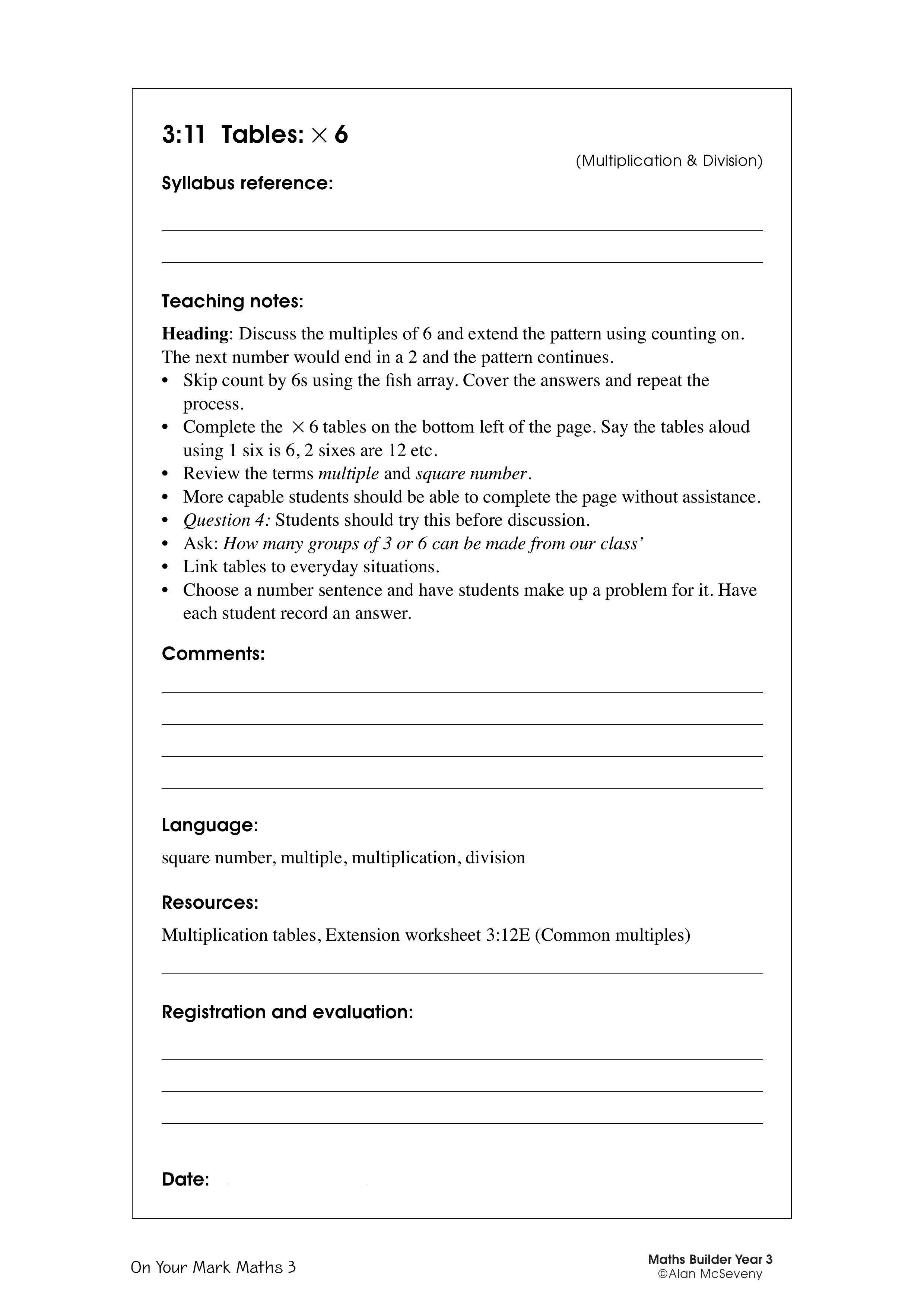 Tables: x 6 — worksheet preview