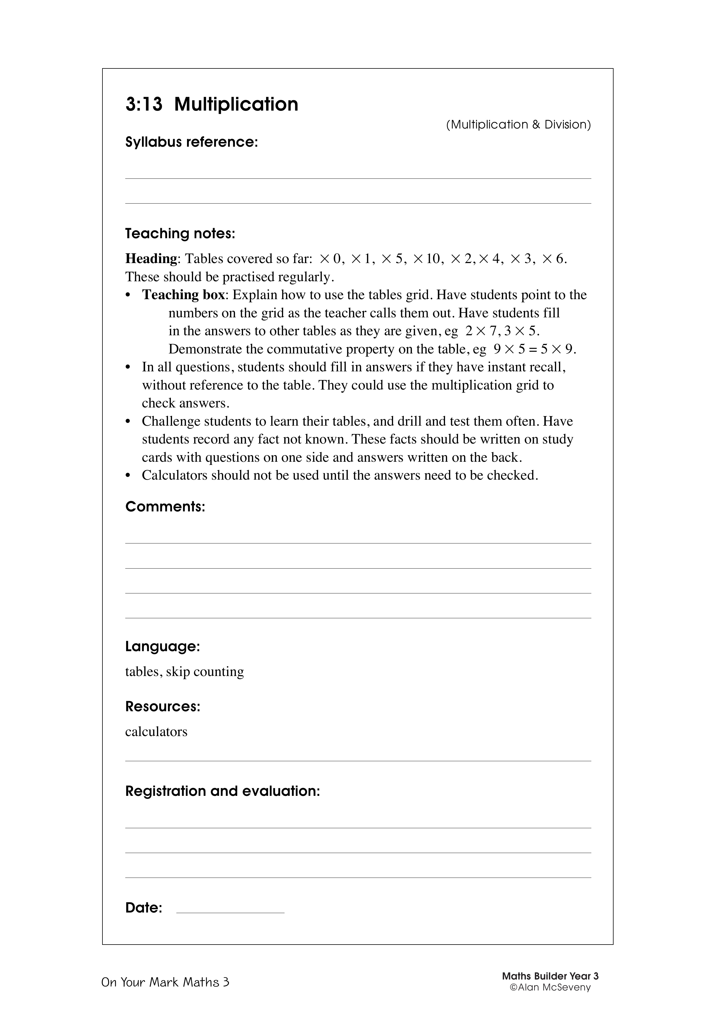 Multiplication — worksheet preview