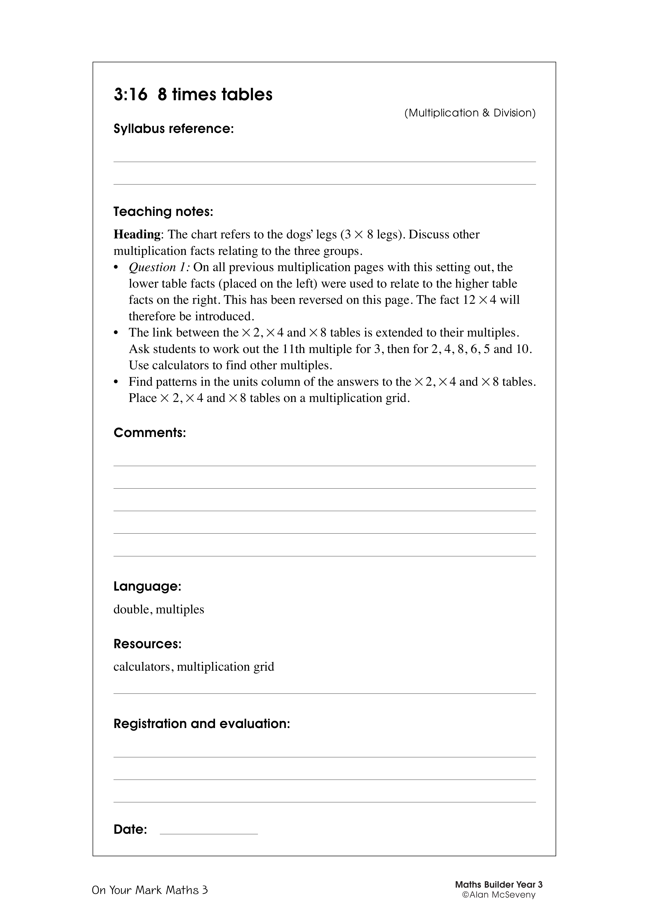 8 times tables — worksheet preview