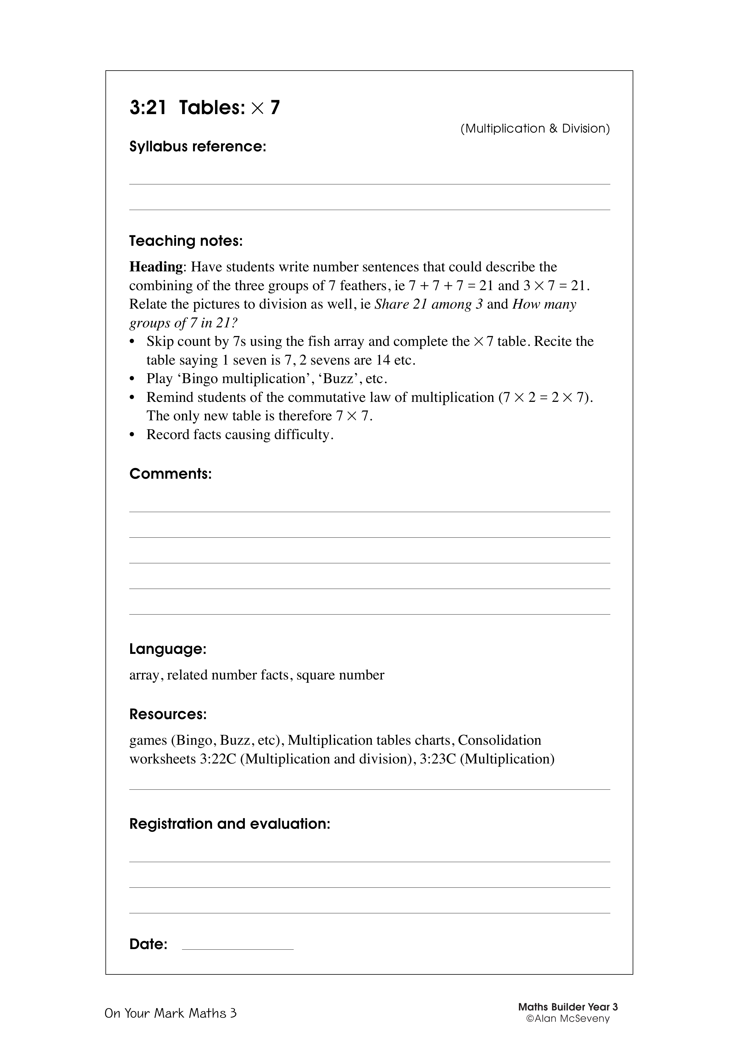 Tables: x 7 — worksheet preview