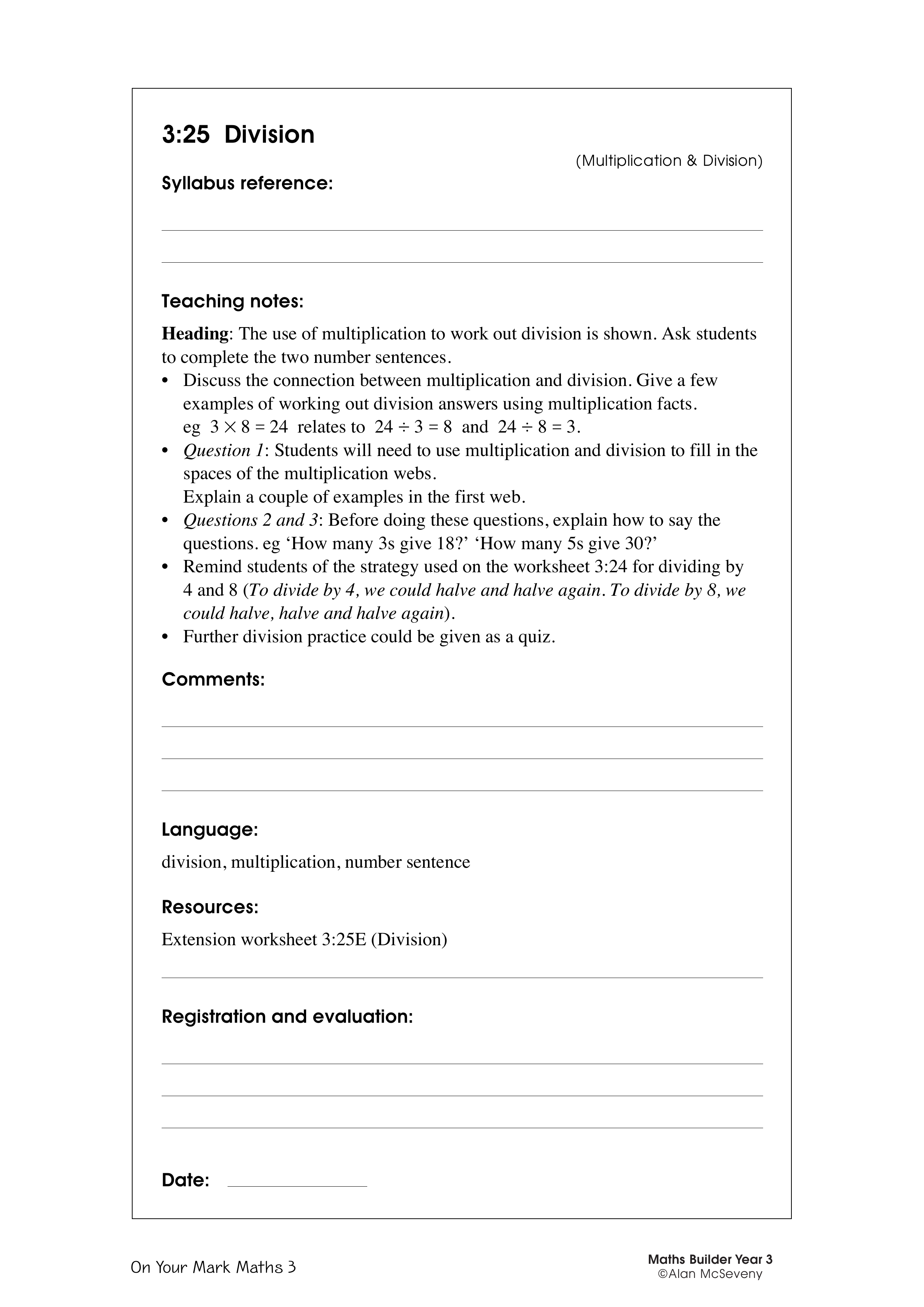 Division — worksheet preview