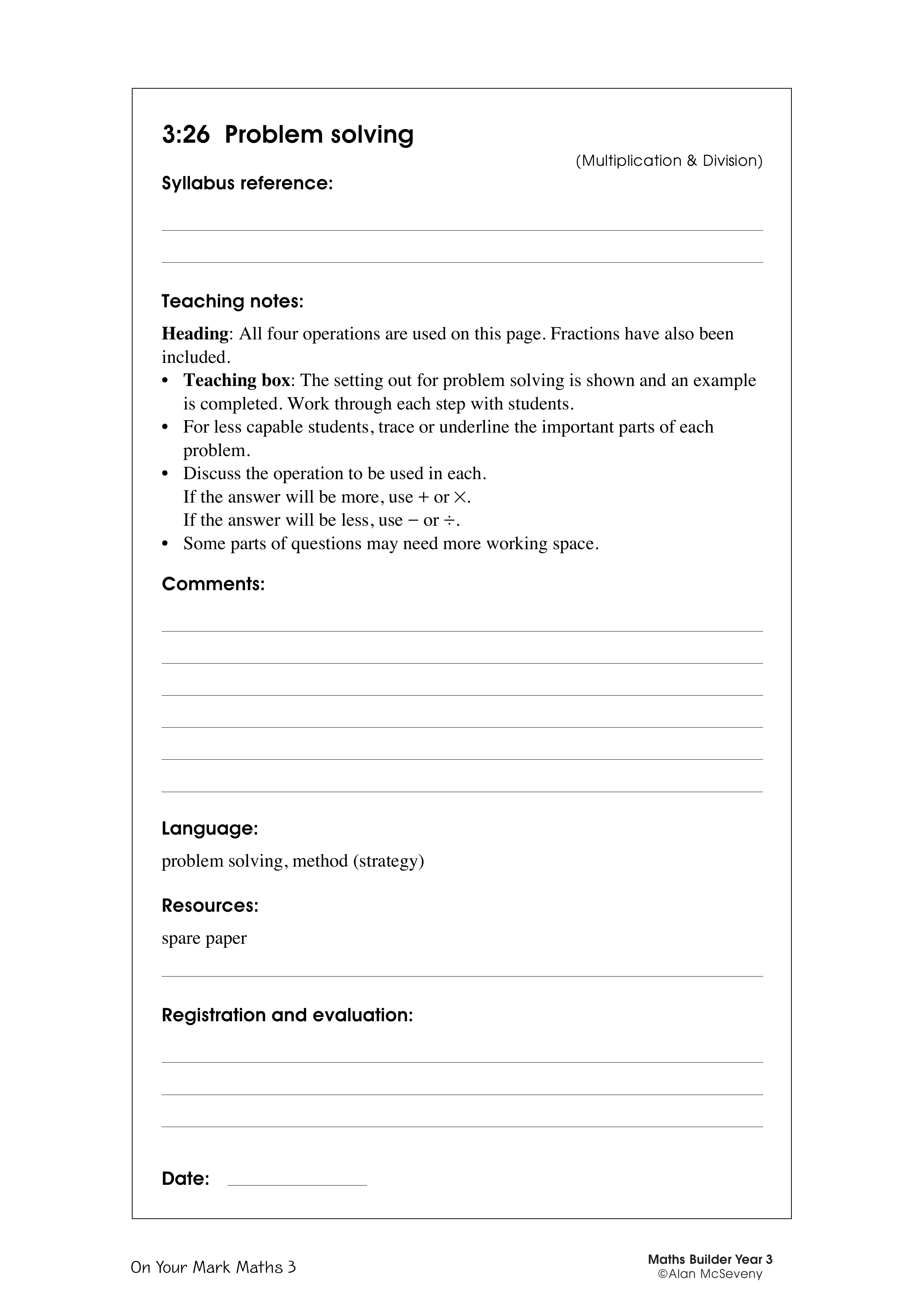 Problem solving — worksheet preview