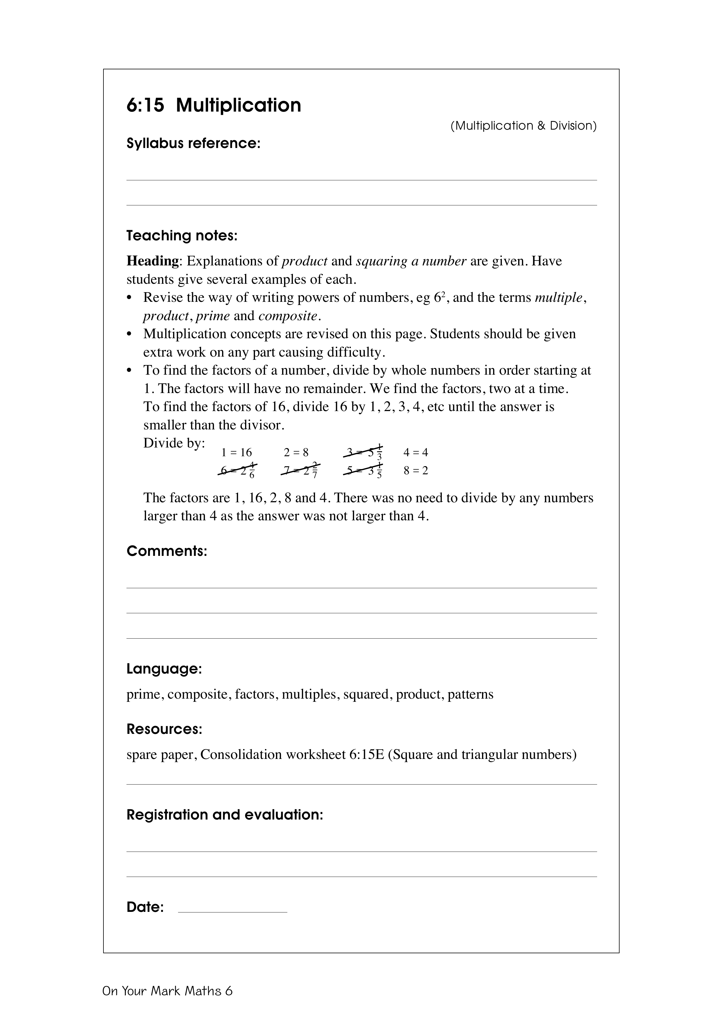 Multiplication — worksheet preview