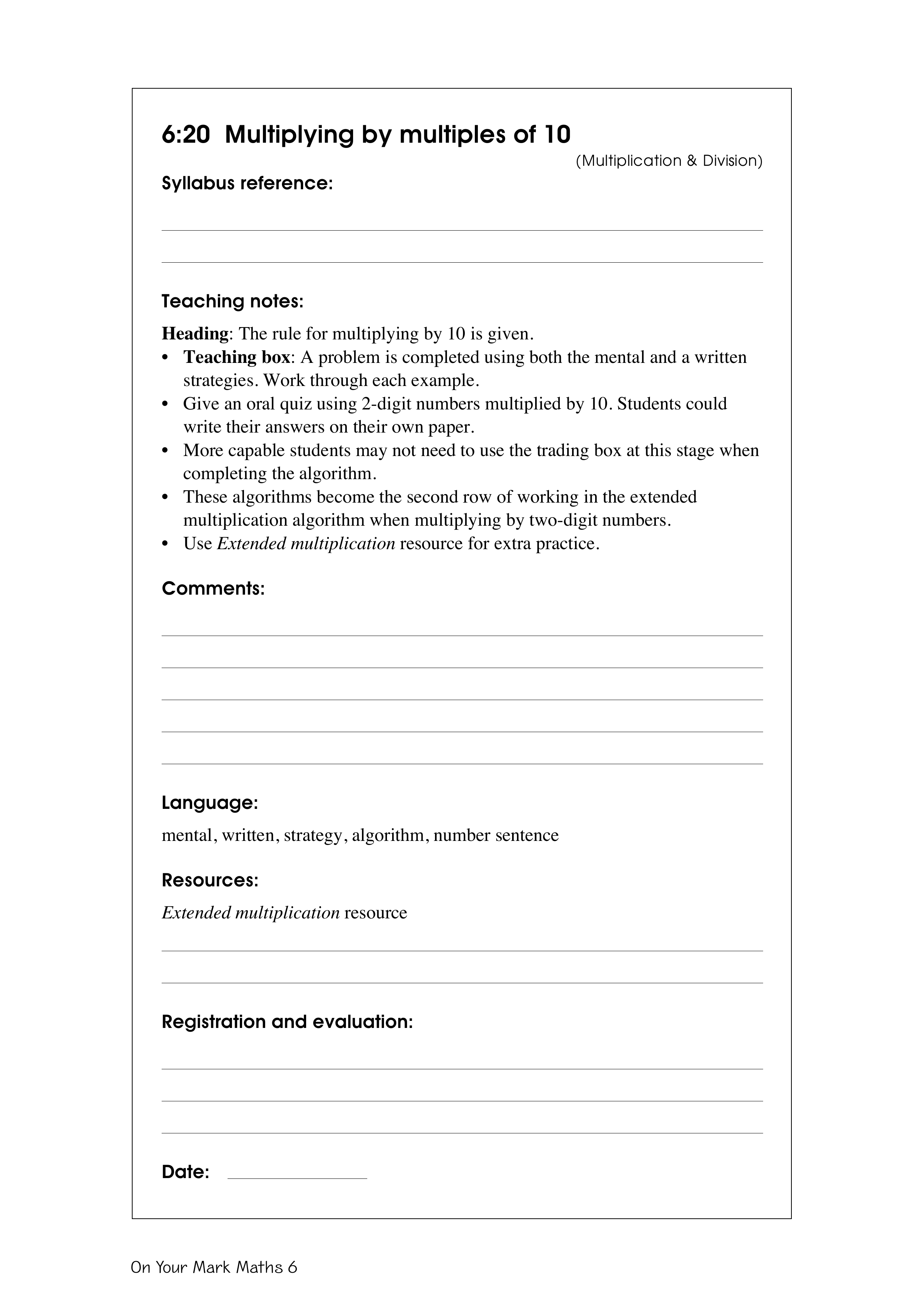 Multiplying by multiples of 10 — worksheet preview