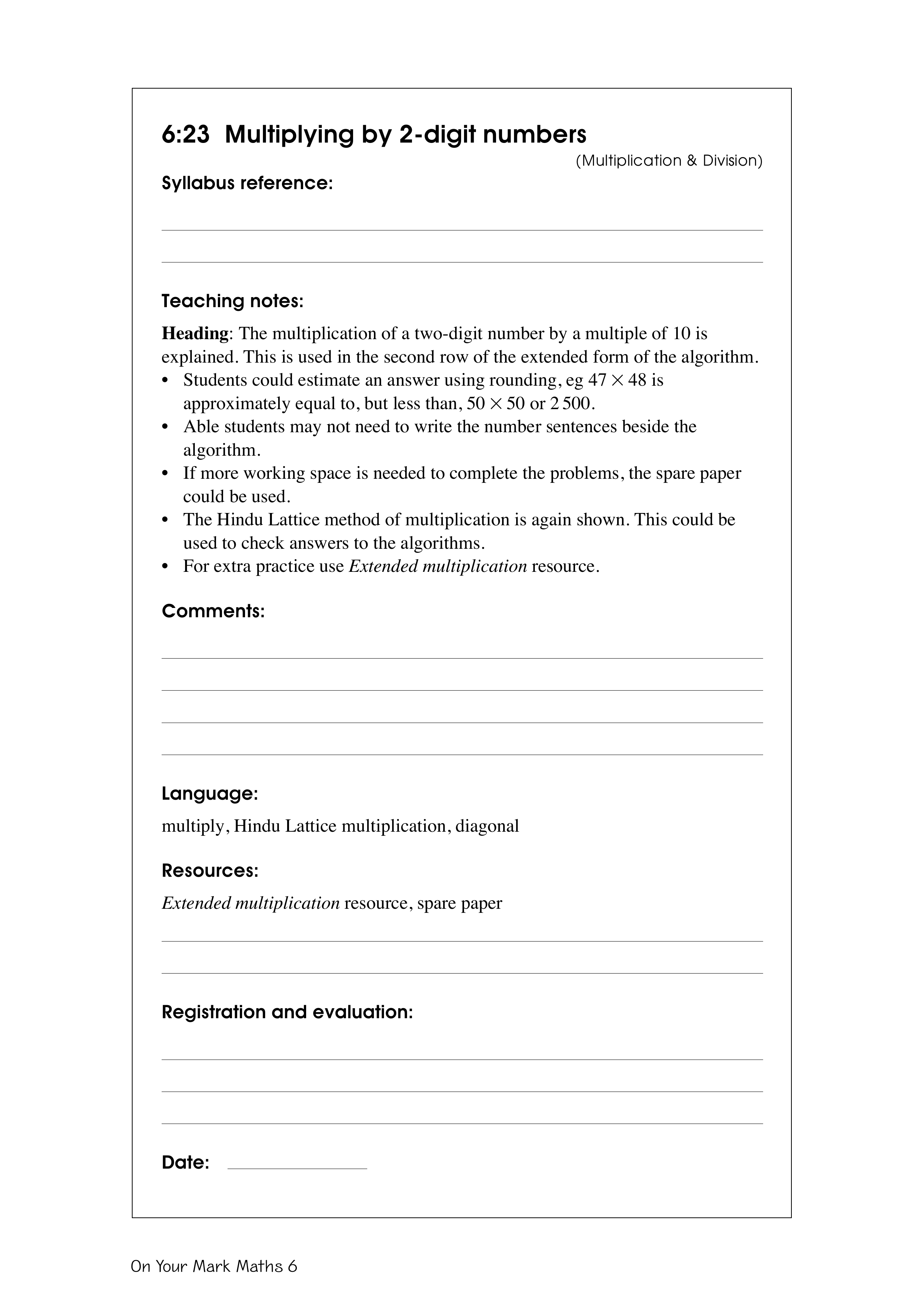 Multiplying by 2-digit numbers — worksheet preview