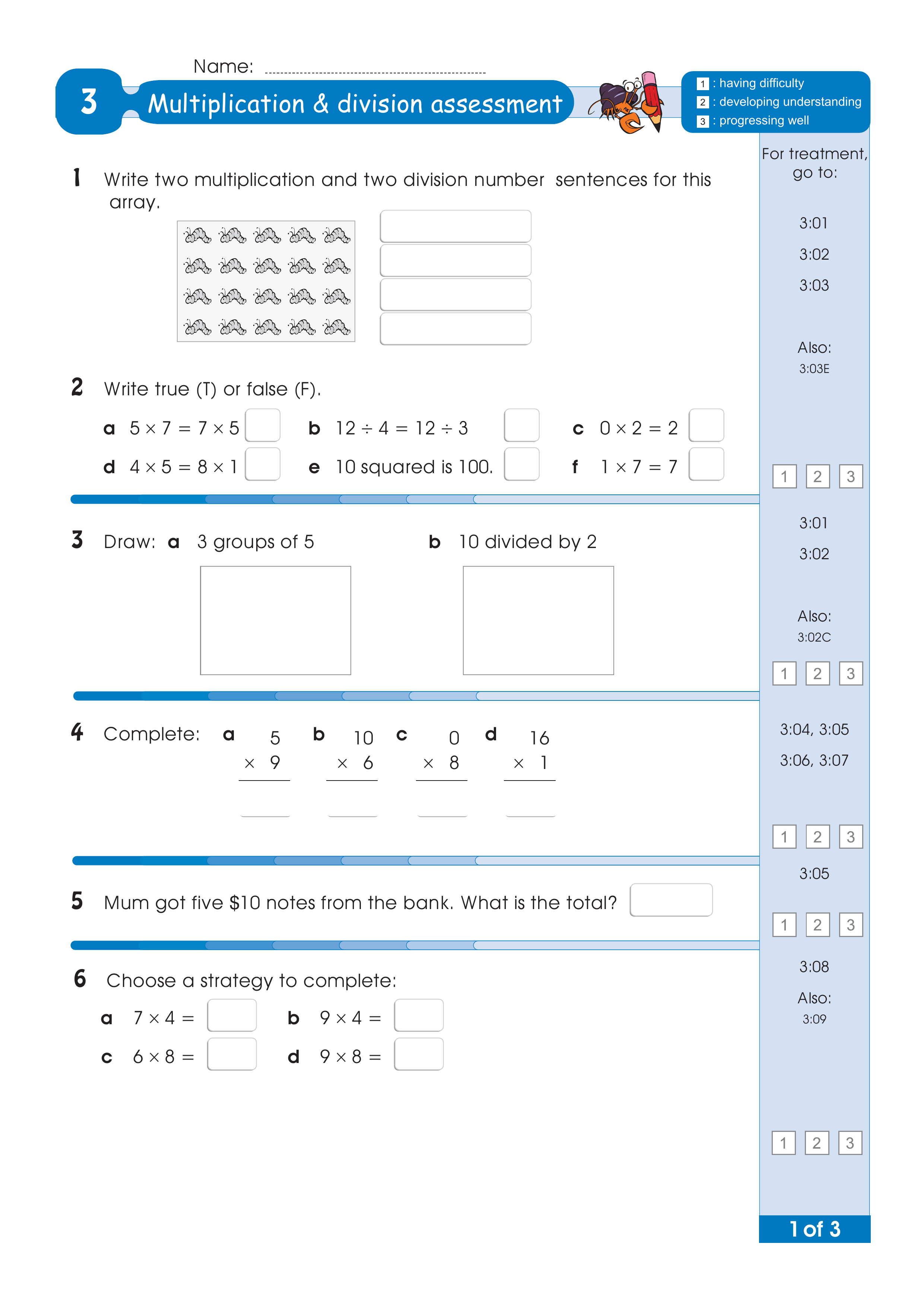 Assessment for the whole of Level 3 — worksheet preview