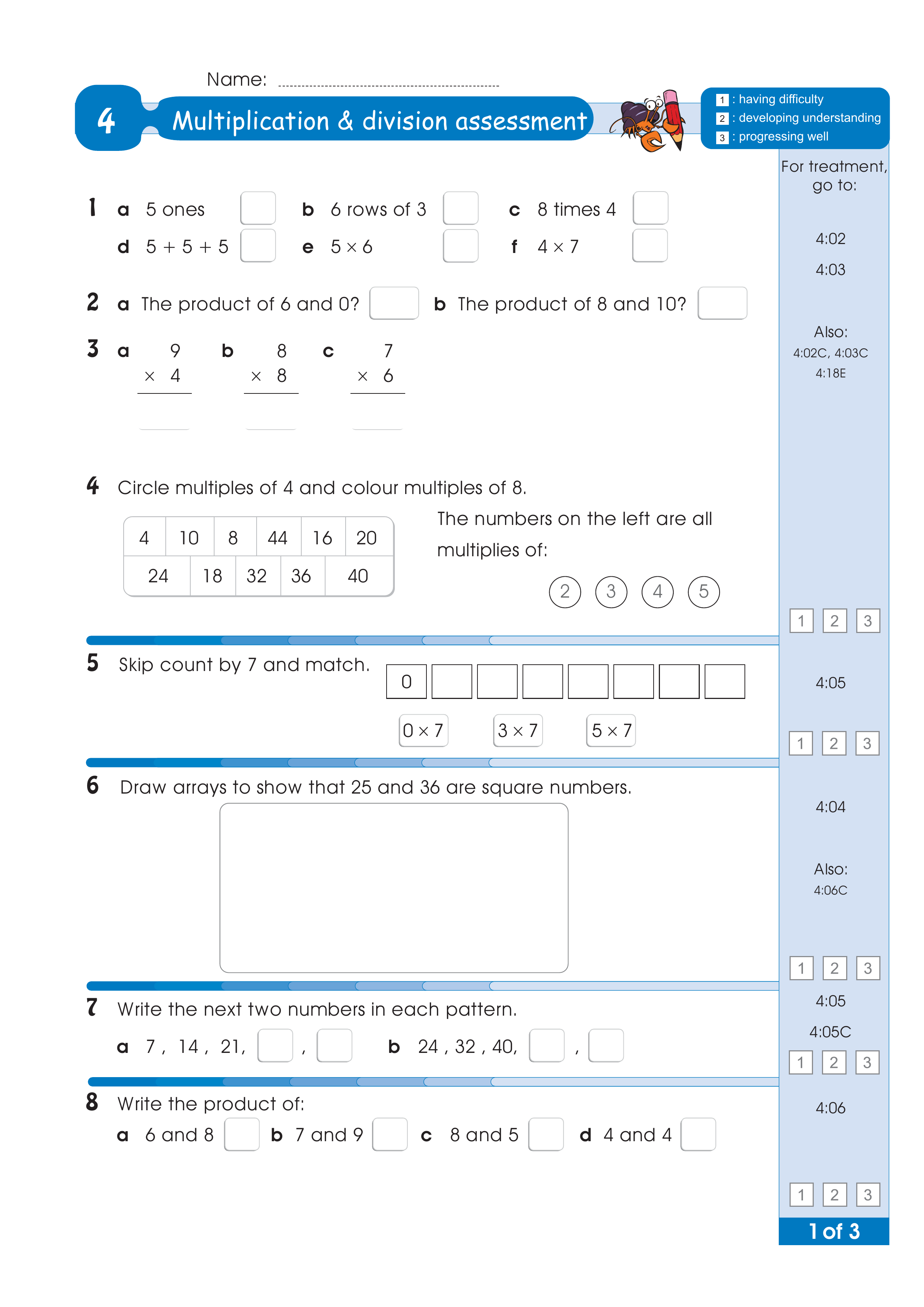 Assessment for the whole of Level 4 — worksheet preview