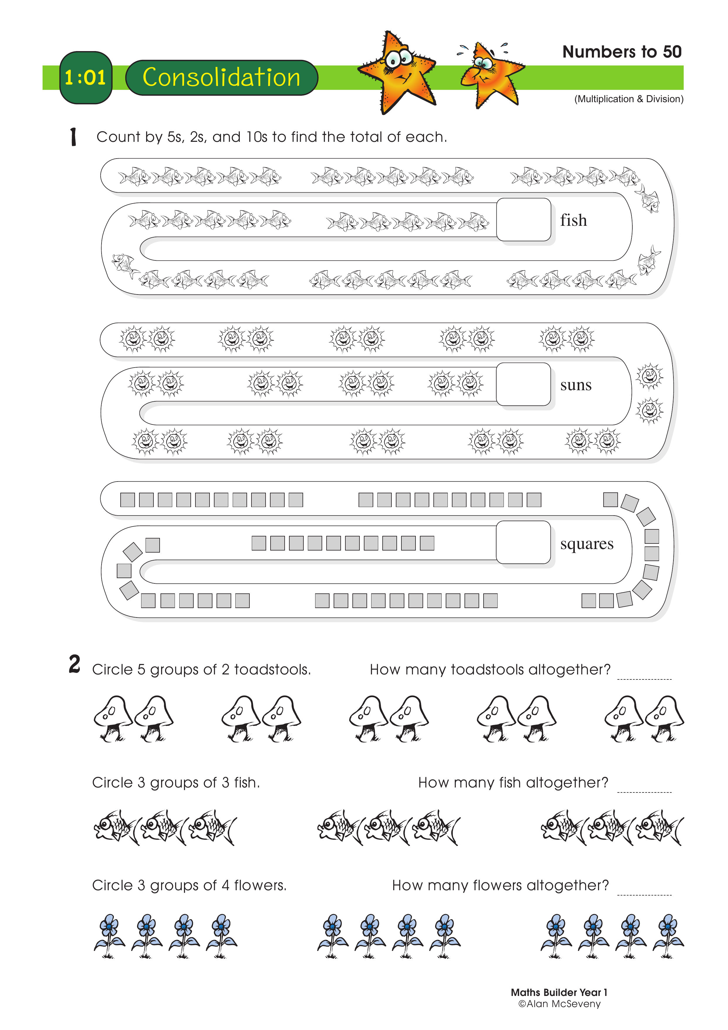 Numbers to 50 — worksheet preview