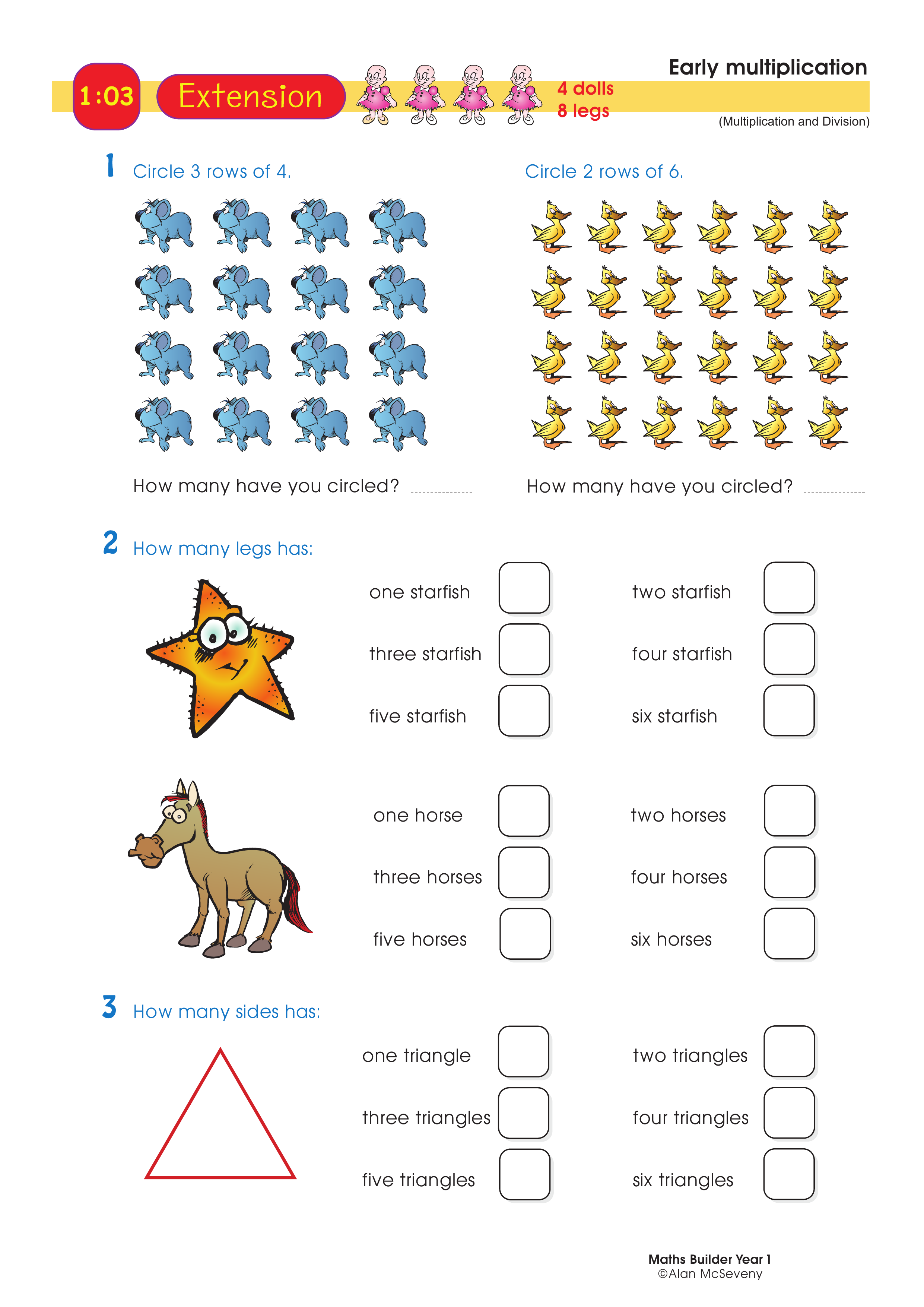Early multiplication — worksheet preview