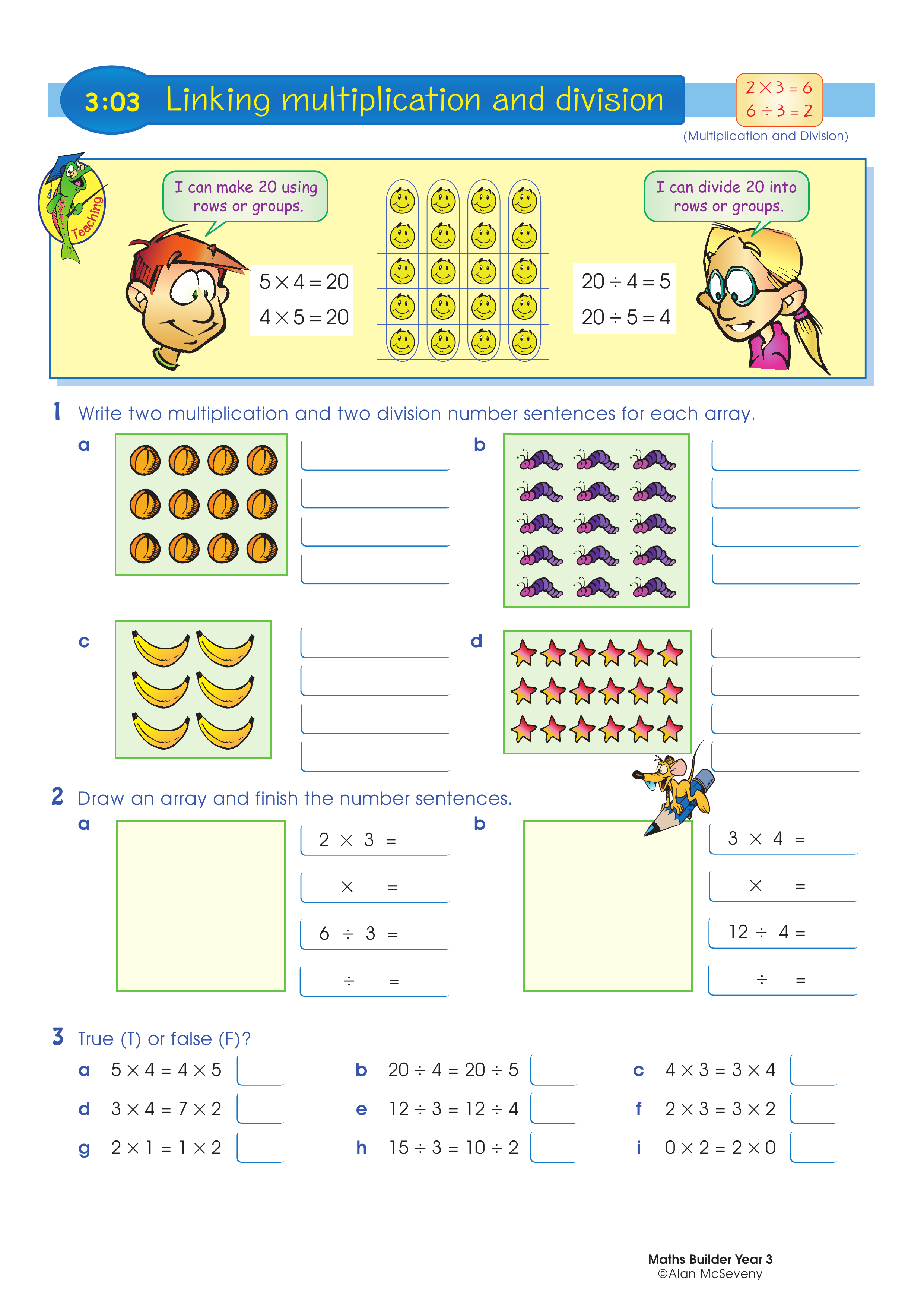 Linking multiplication and division — worksheet preview