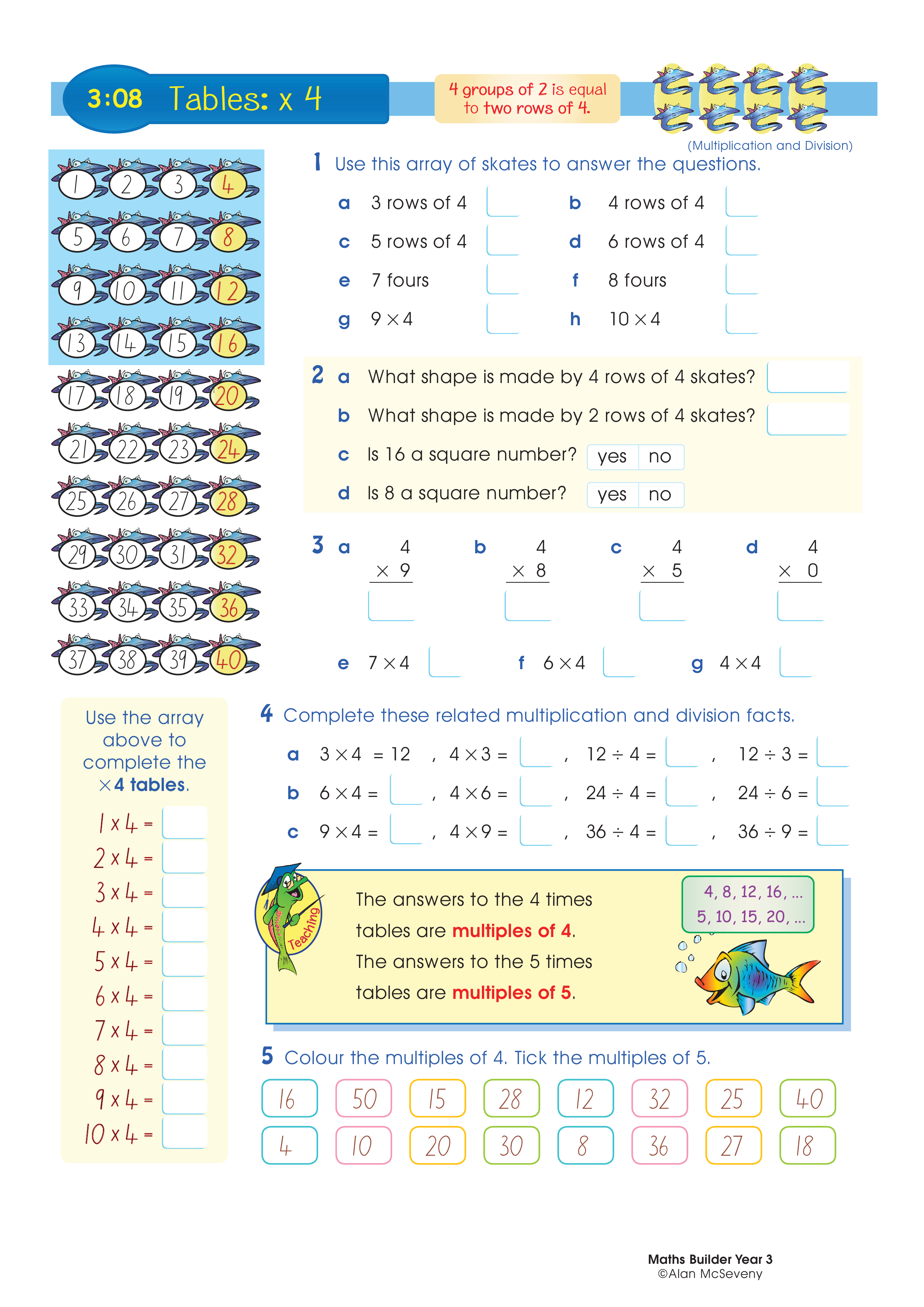 Tables: x 4 — worksheet preview
