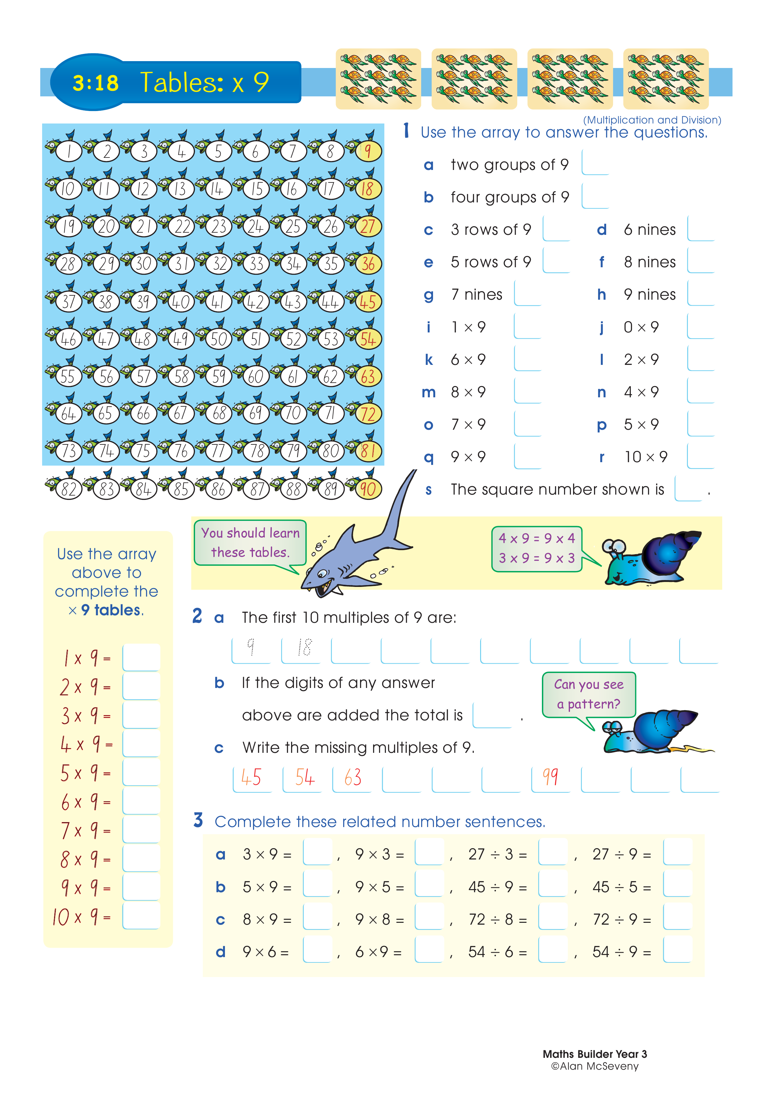Tables: x 9 — worksheet preview