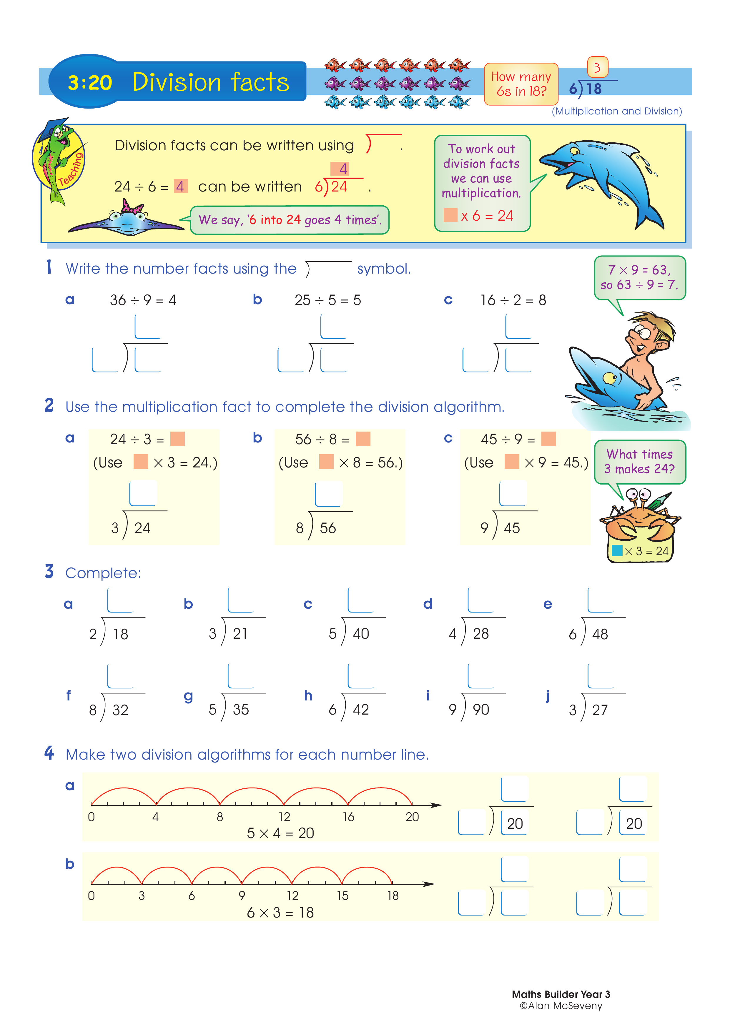 Division facts — worksheet preview