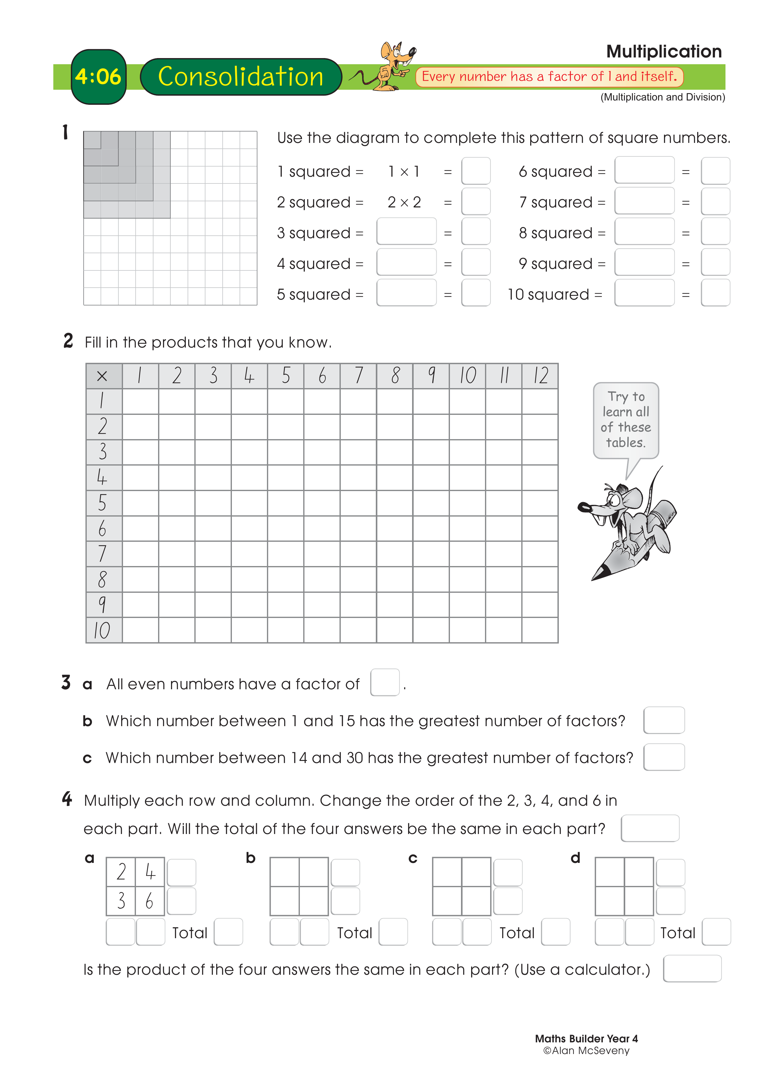 Multiplication — worksheet preview